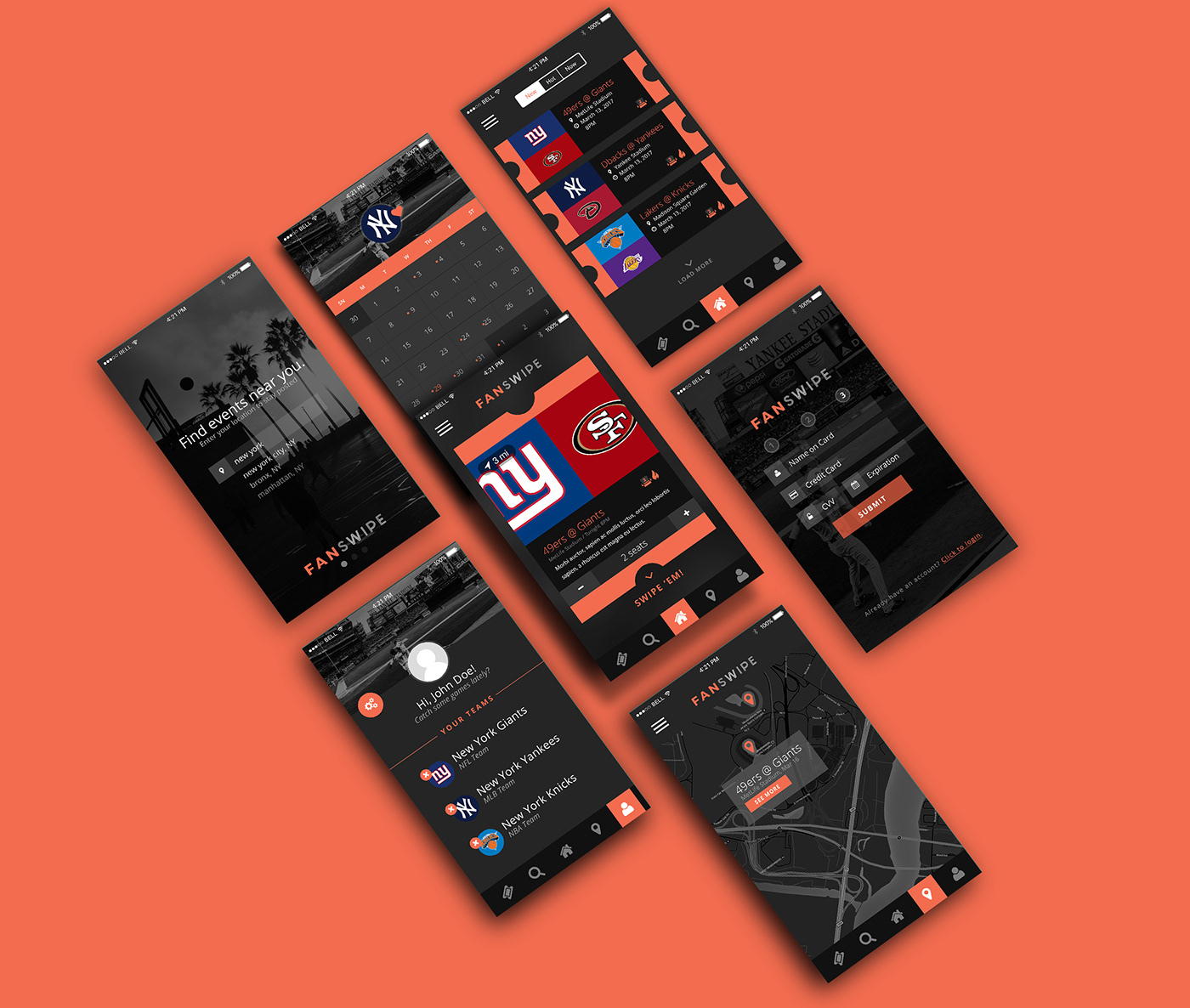 sports app mobile ui design screens mockups prototype Mobile app adobeawards