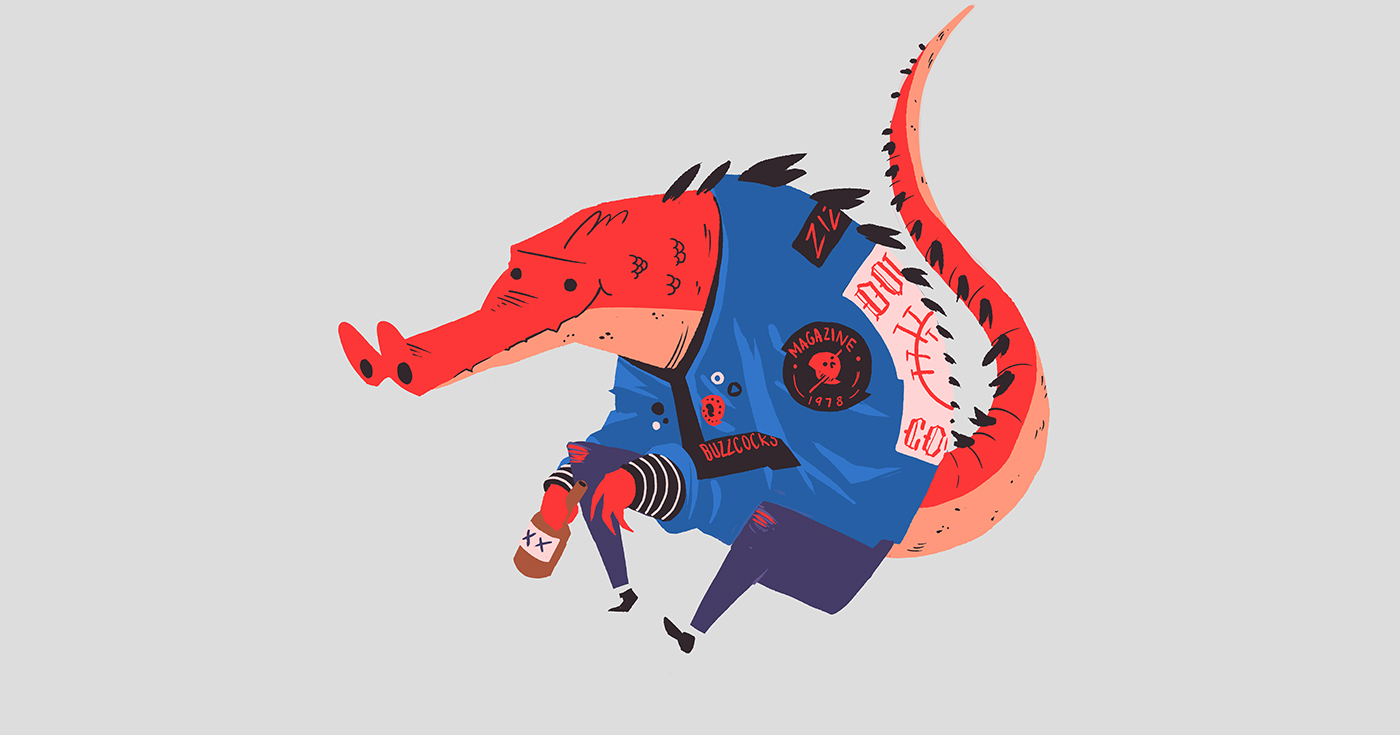 punk mods reptiles rock music characters Poses alligator Style boy