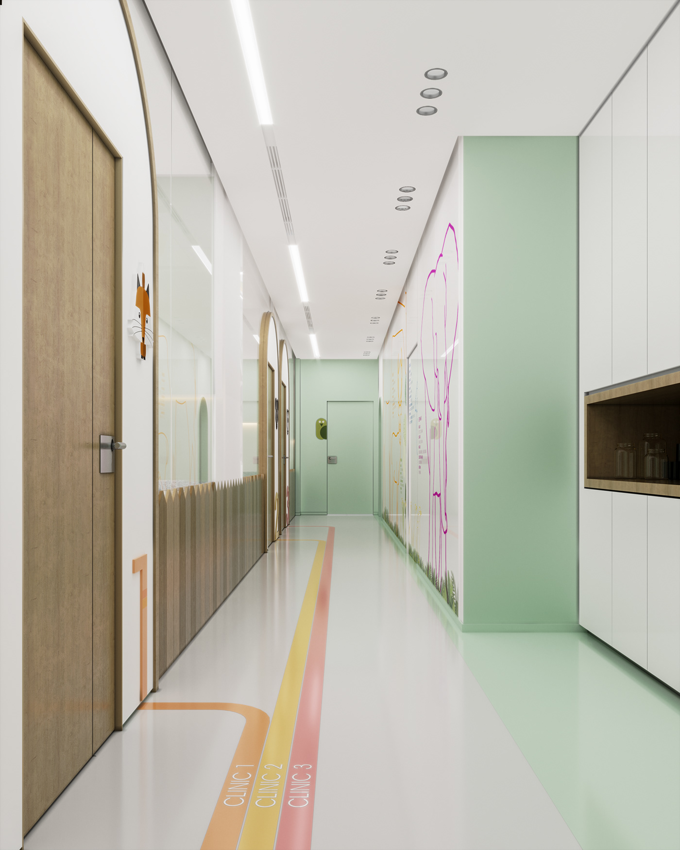 3dsmax clinic interior design Colourful  corona renderer dental clinic interior design  Interior Visualization minimal modern visualization