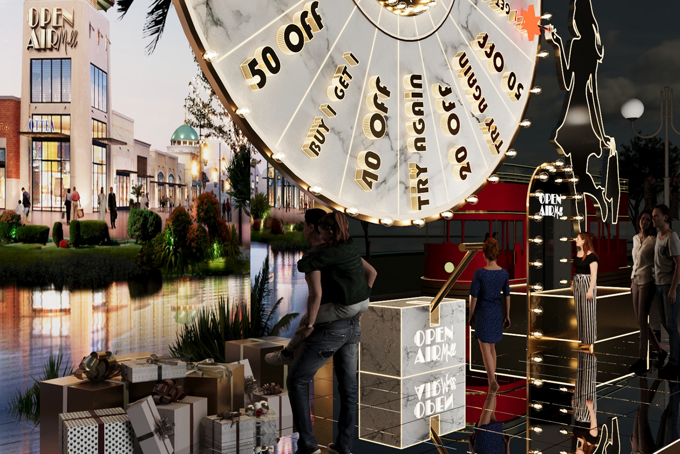 Wheel of Fortune activation design Advertising  marketing   Fashion  open air mall spin and win