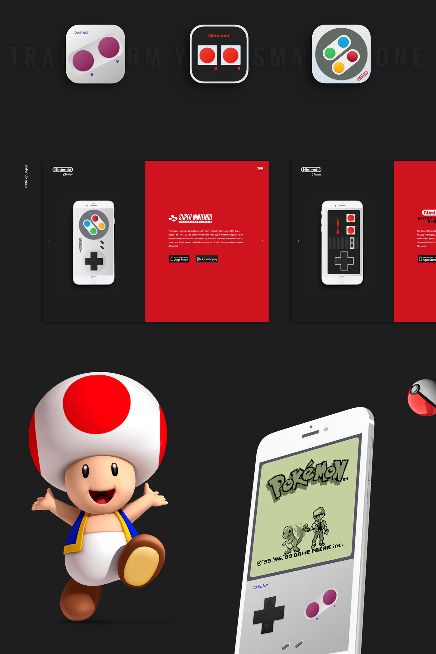 Nintendo Super Mario Games UI Interface Webdesign concept ux game boy Super Nintendo