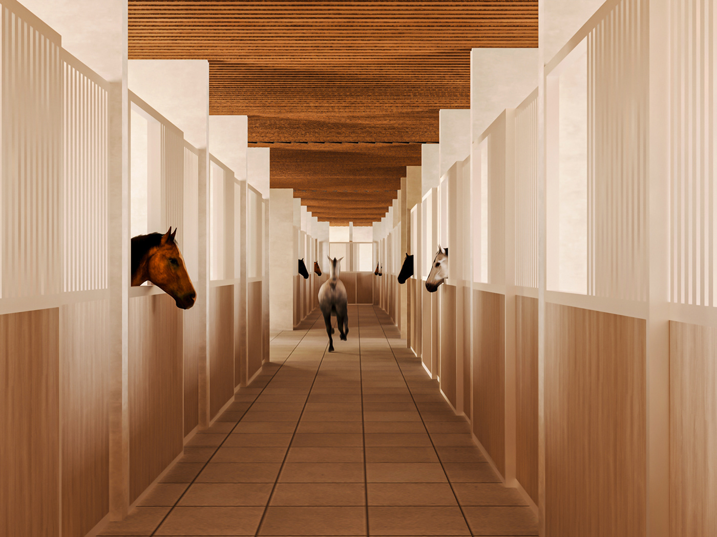 horse architecture interior design  exterior Render 3D visualization Landscape archviz Nature