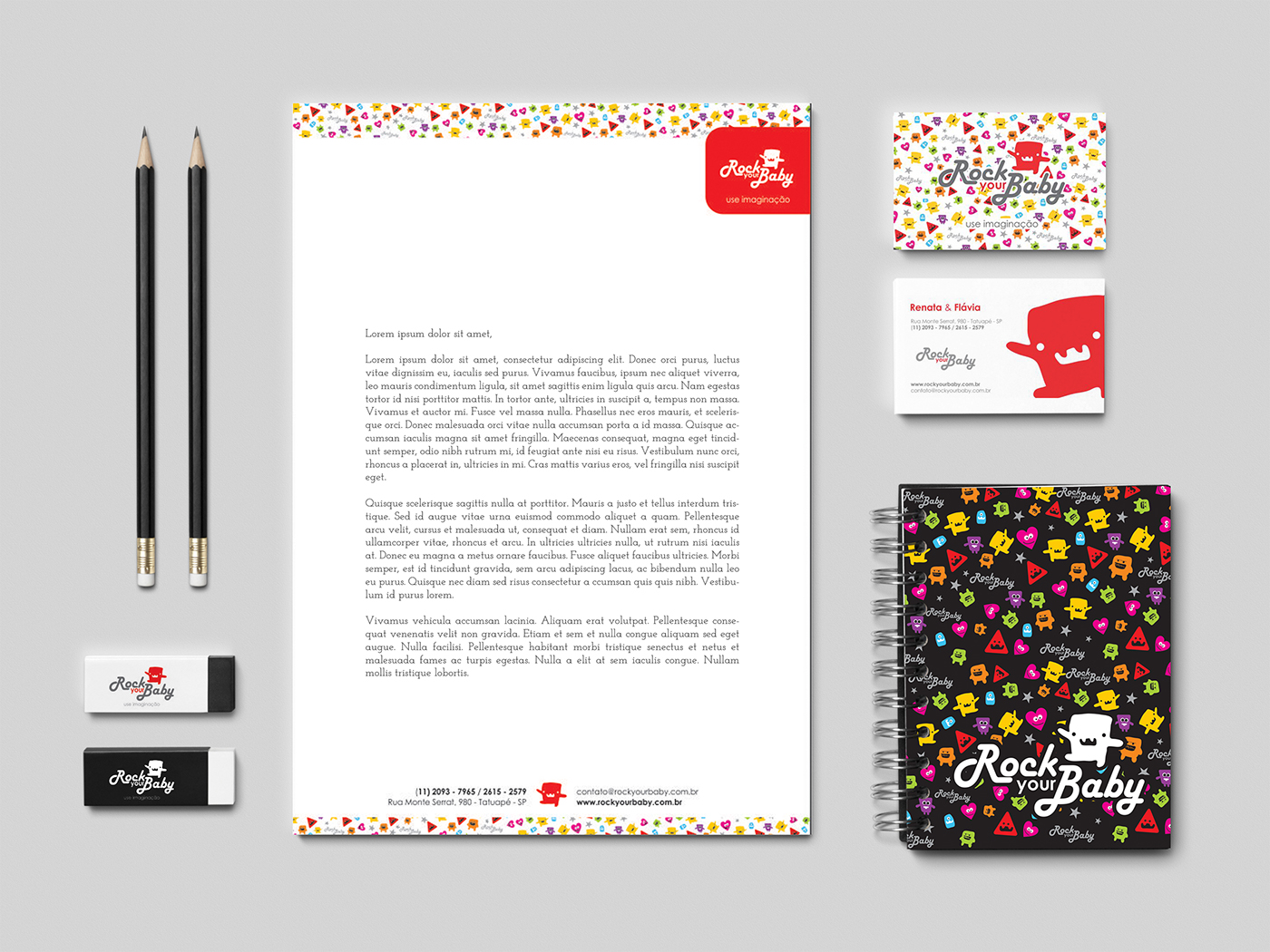branding  Design de Marca comic papelaria stationary mockup Marca para crianças varejo