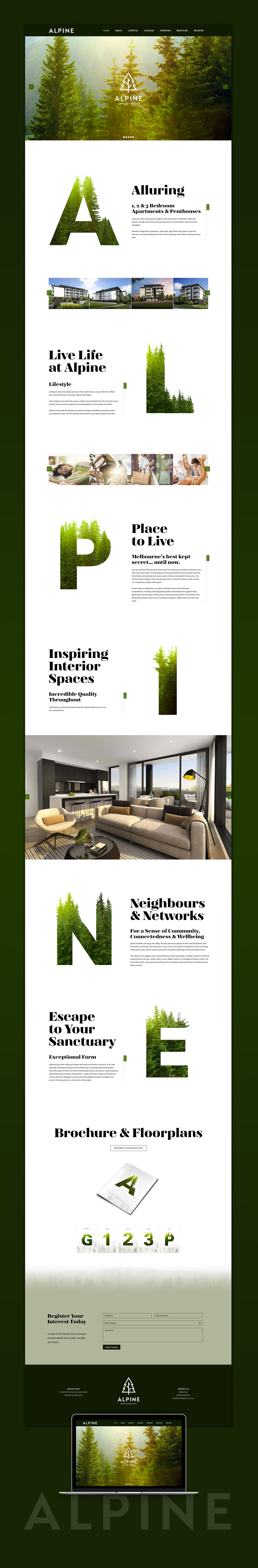 Web alpine design Interface UI green forest pine Website