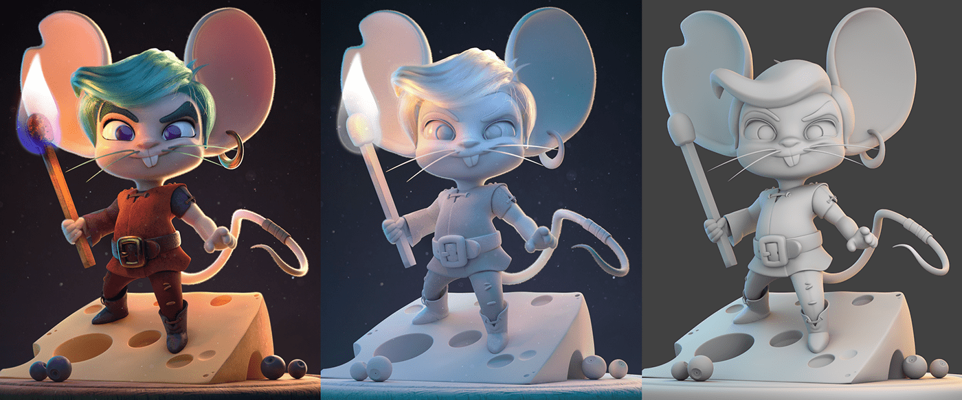 3D animation  Character design disney Fur hair mouse photoshop substance