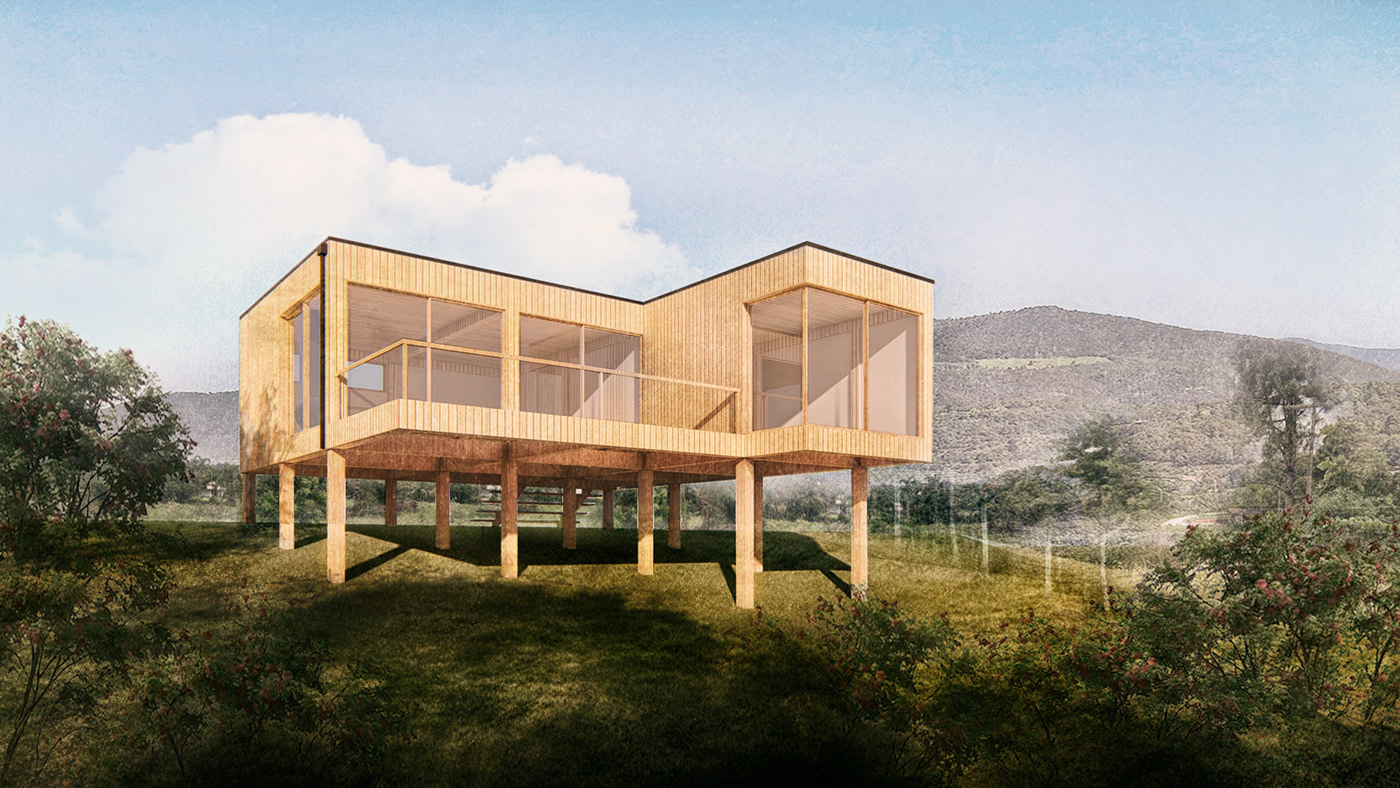 3dart architecture architecturedesign ARQUITETURA cabana hut PhotoshopRender rendering shelter woodarchitecture
