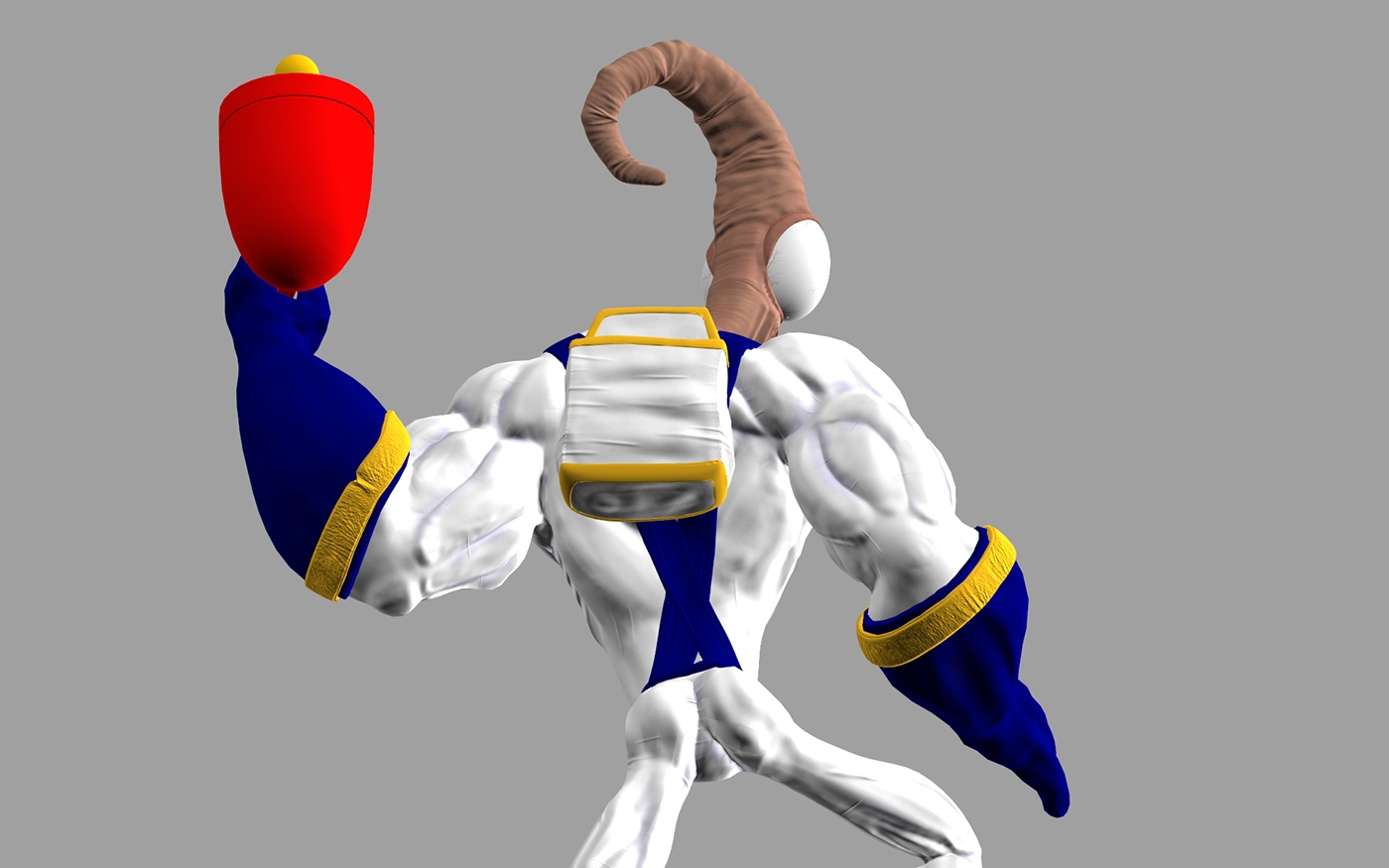 Zbrush Earthworm jim Character 3D Render Sculpt Videogames keyshot