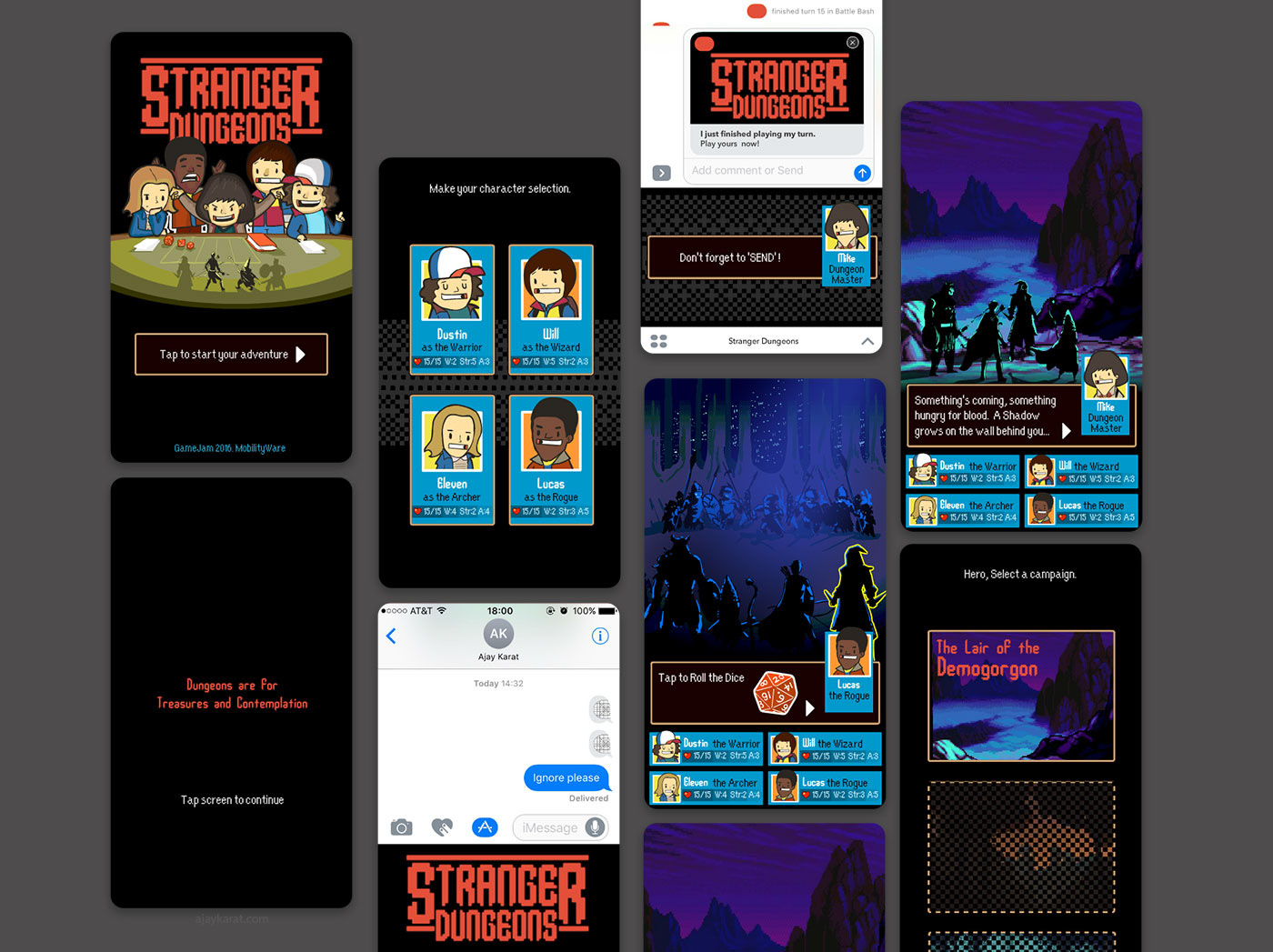 app design dnd game Game jam imessage ios mobile stanger things