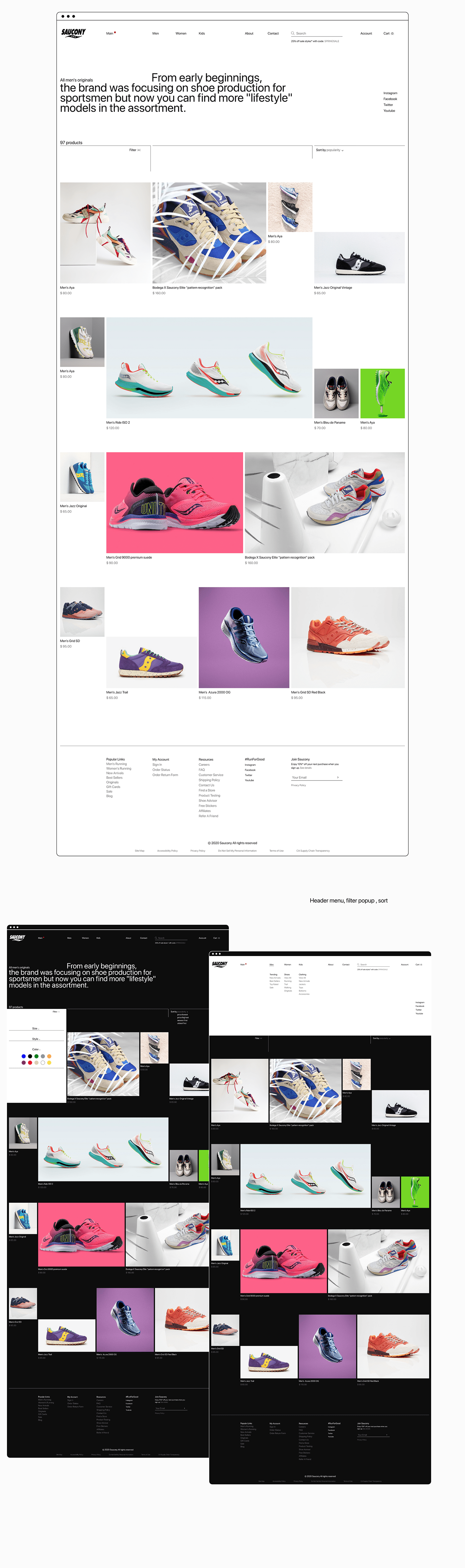 clean e-commerce interaction Minimalism redesign saucony sneakers store ux/ui Webdesign