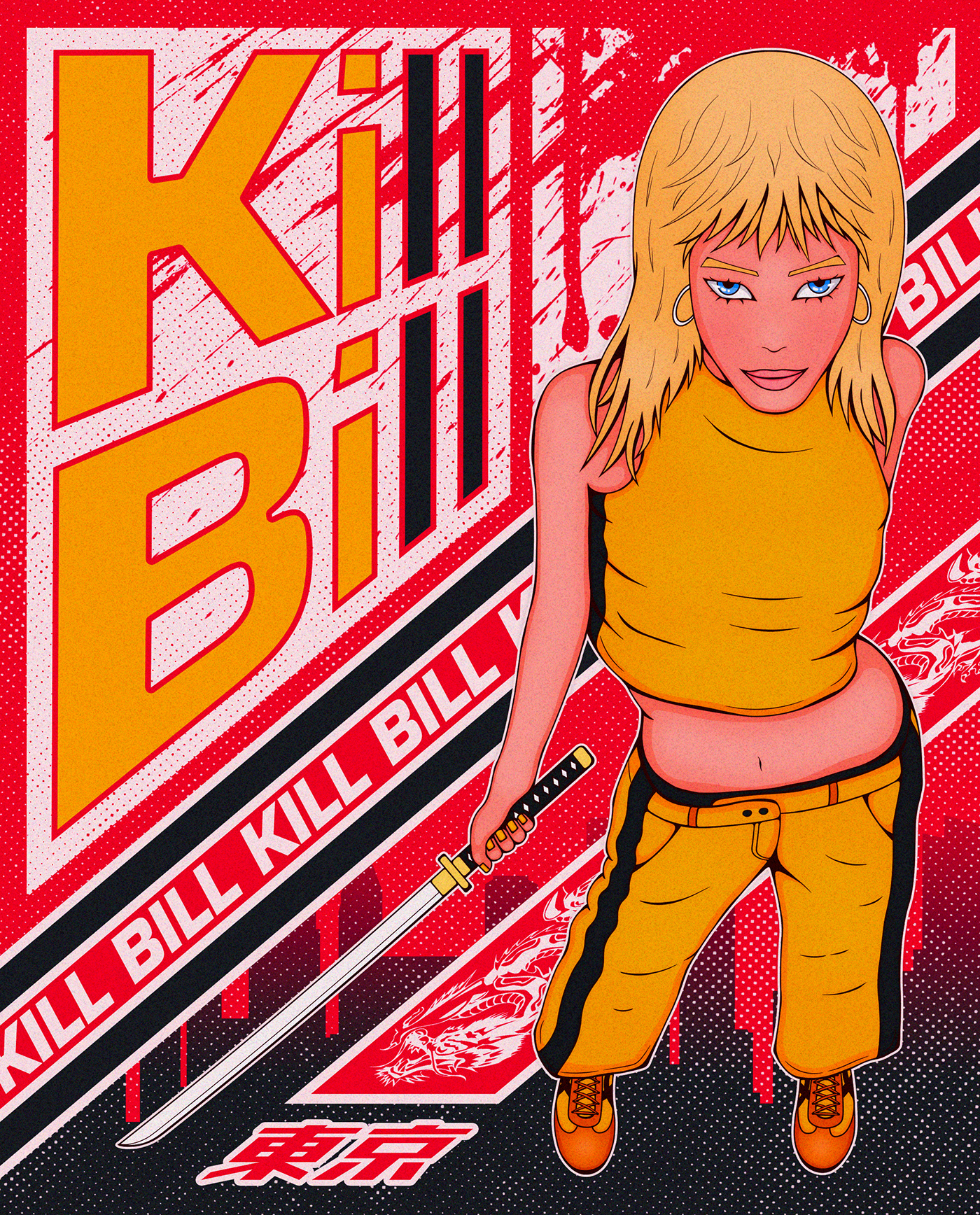 beatrix kiddo Character design  katana killbill movie poster poster art Poster Design Quentin Tarantino samurai tokyo