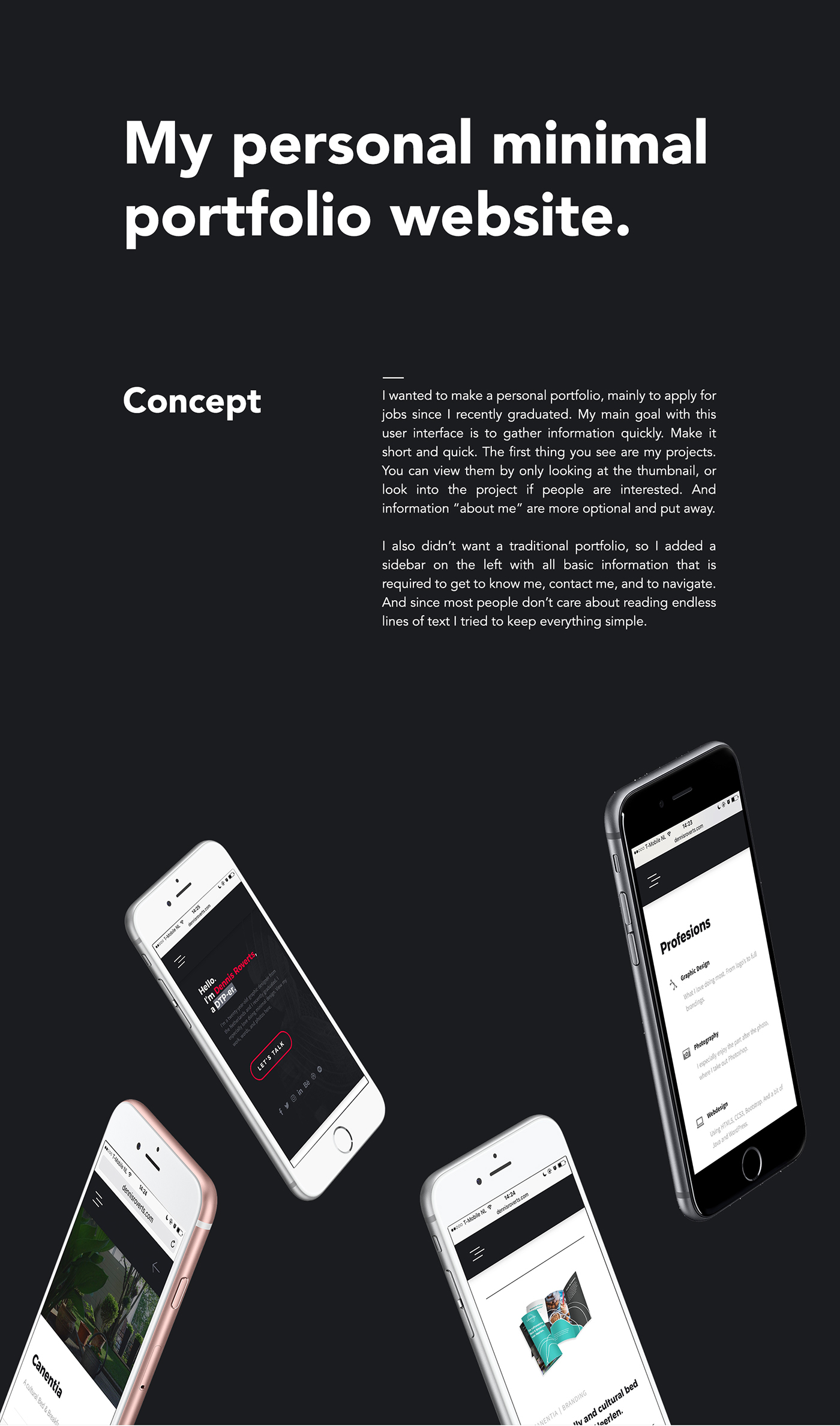 dennis Roverts Website portfolio personal branding  minimal simplicity graphic design  Webdesign