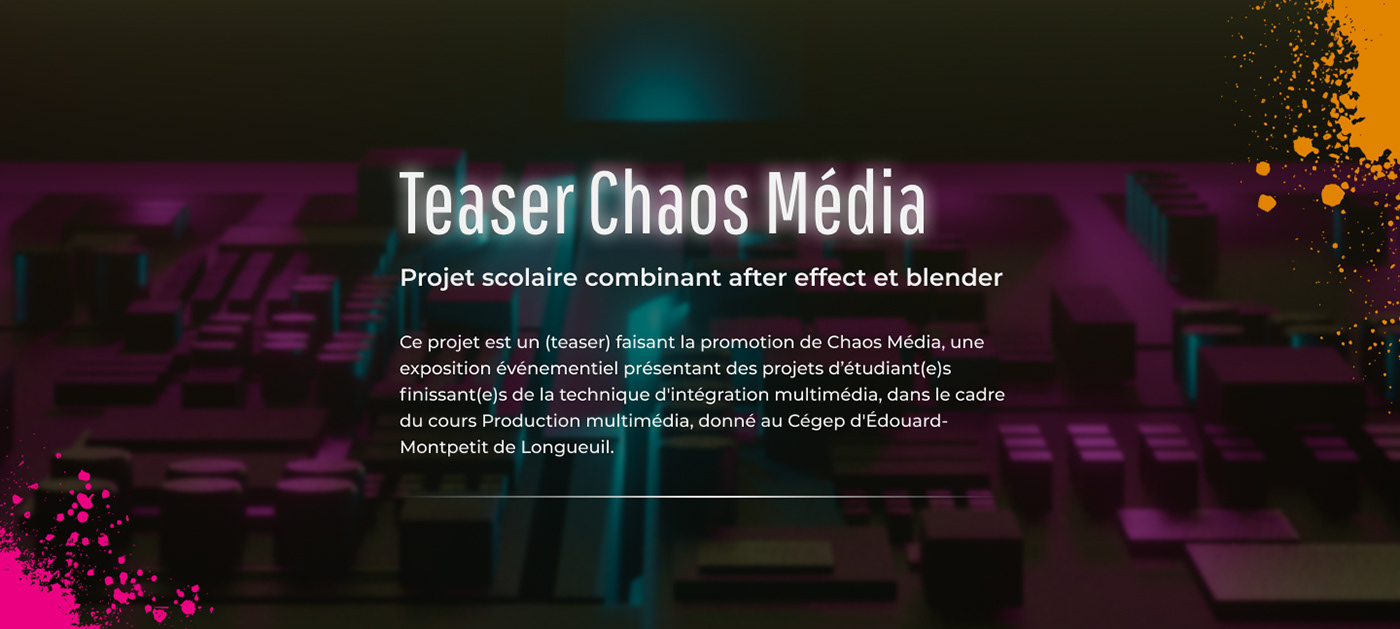 adobe after effects blender Cégep Édouard-Montpetit Chaos Media montage Multimedia  publicité video Video Editing