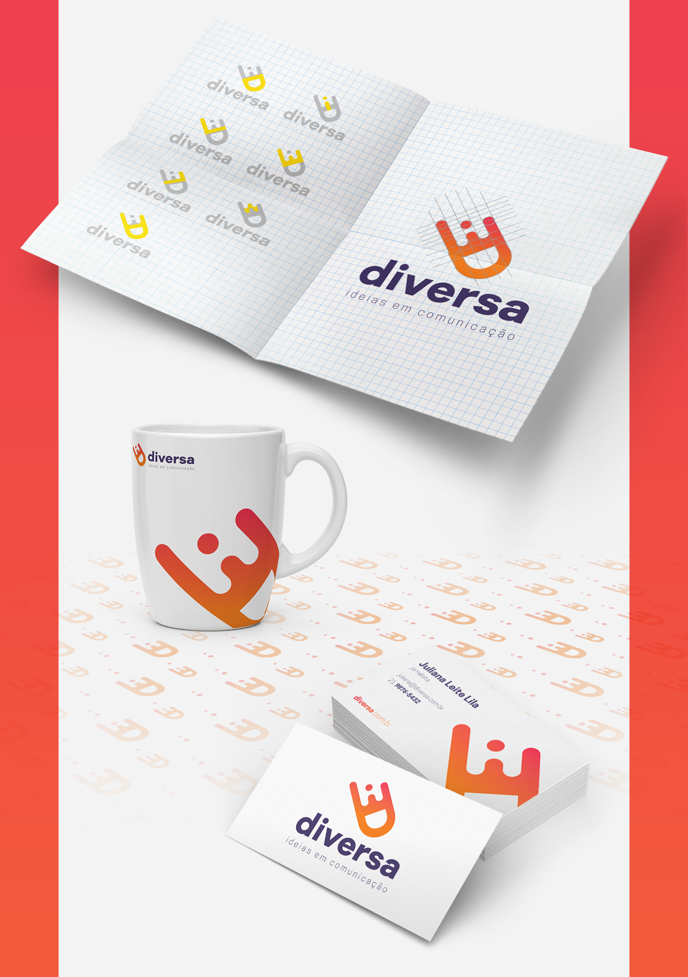 diversa branding  identidade visual identity logo orange gradient