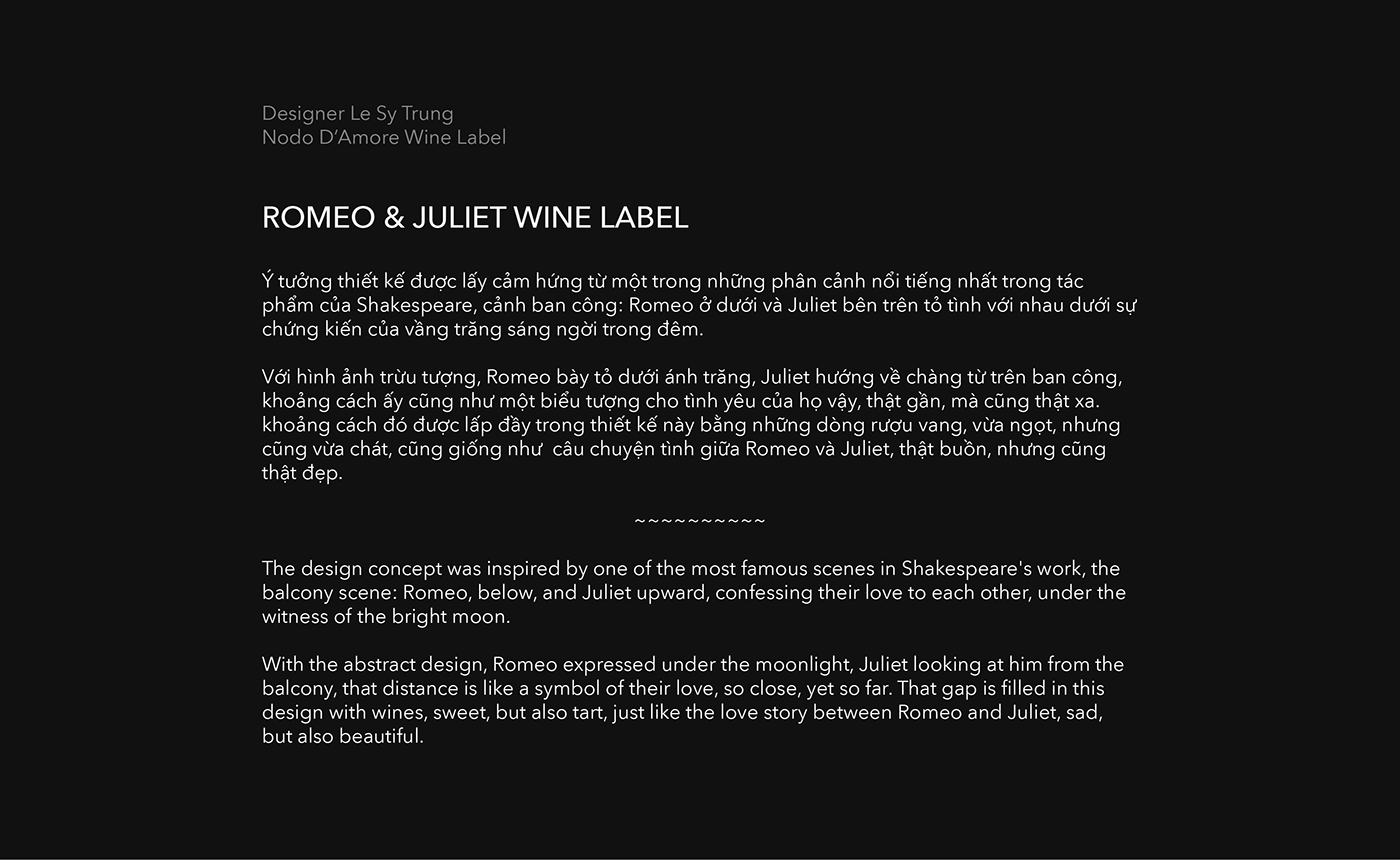 bottle Label label design Packaging packaging design Romeo and Juliet wine Wine Bottle wine label romeo juliet