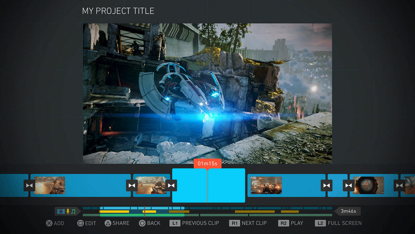 Sony playstation Video Editor Ps4 GUI user interface inspiration sony computer entertainment video streaming
