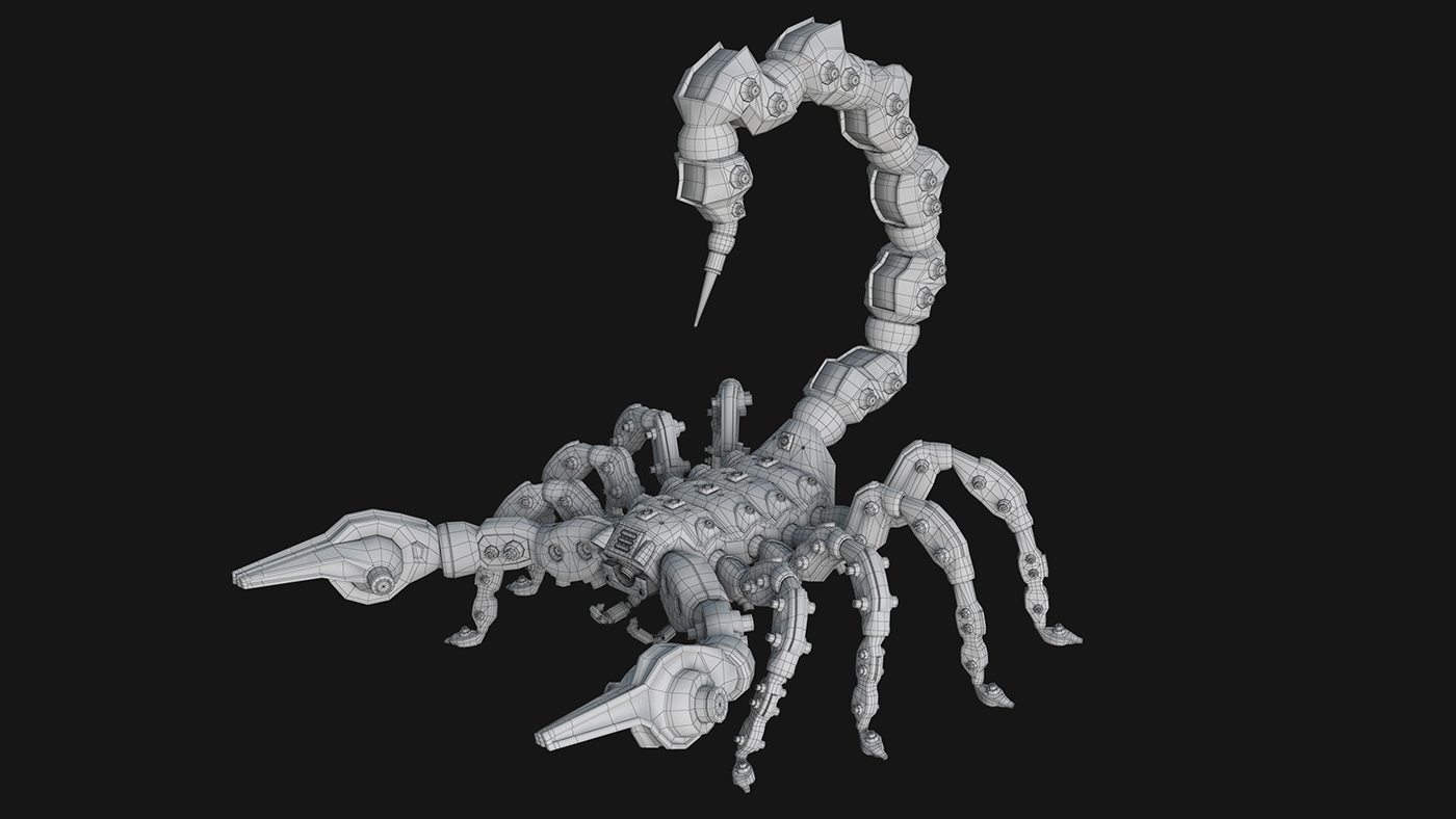 scorpion robot rig animation  Games Character Cyborg insect futuristic machine