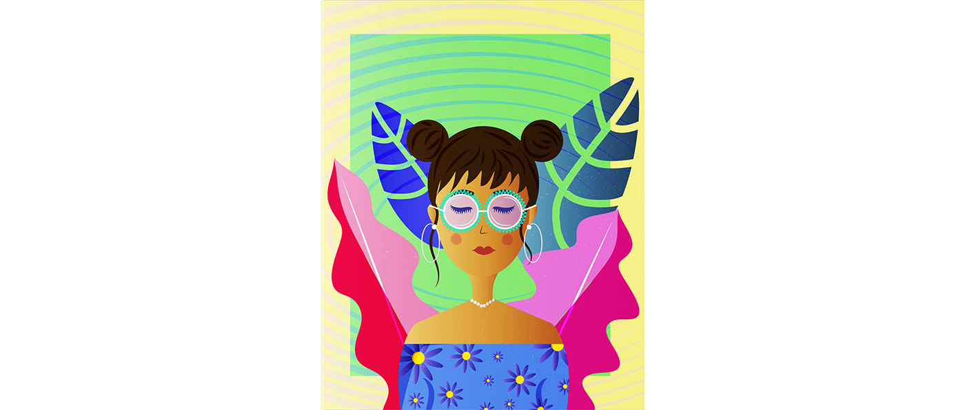 flower specs vibrant woman