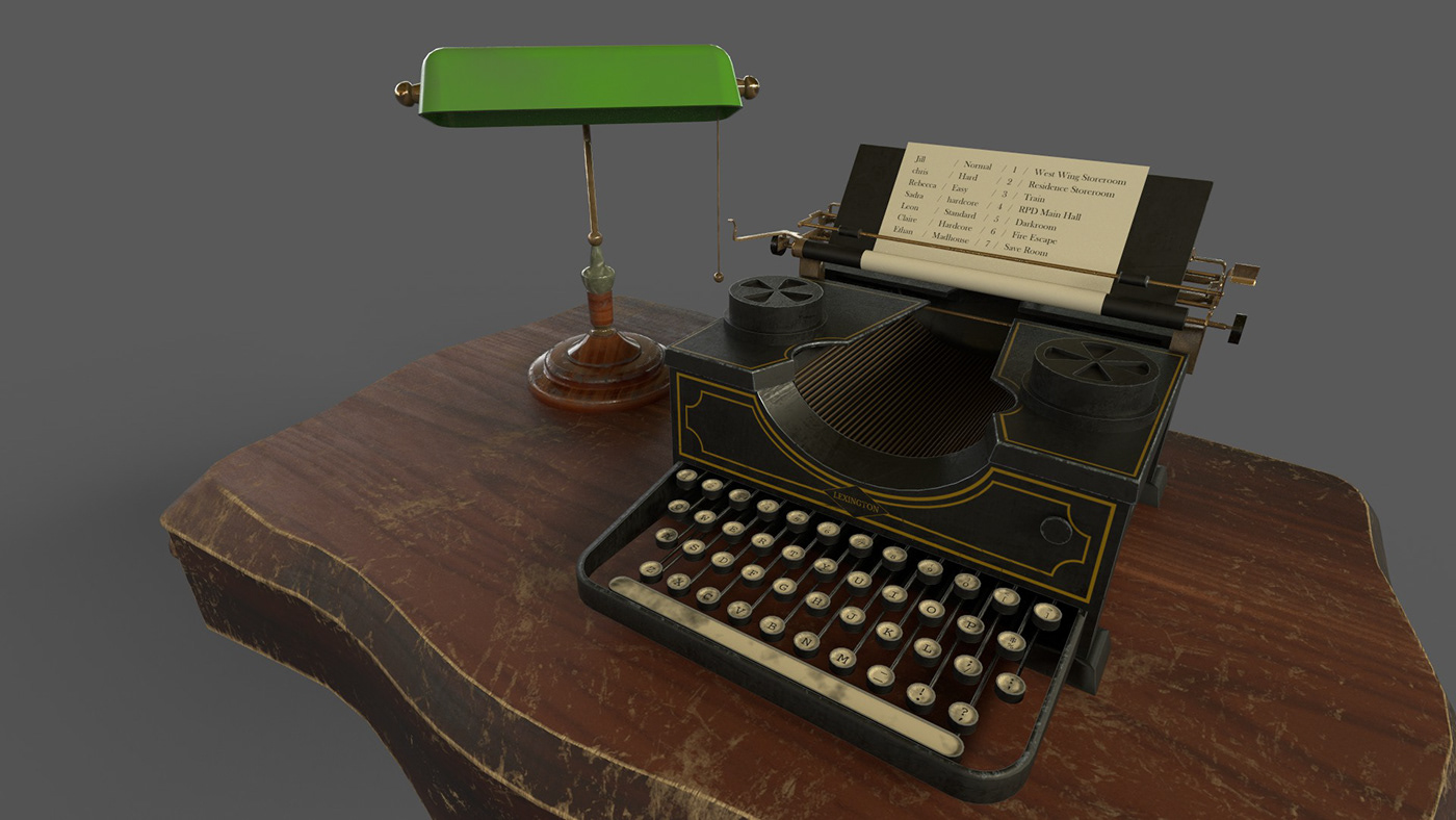 3D 3D model 3d modeling Lamp resident evil typewriter Video Games