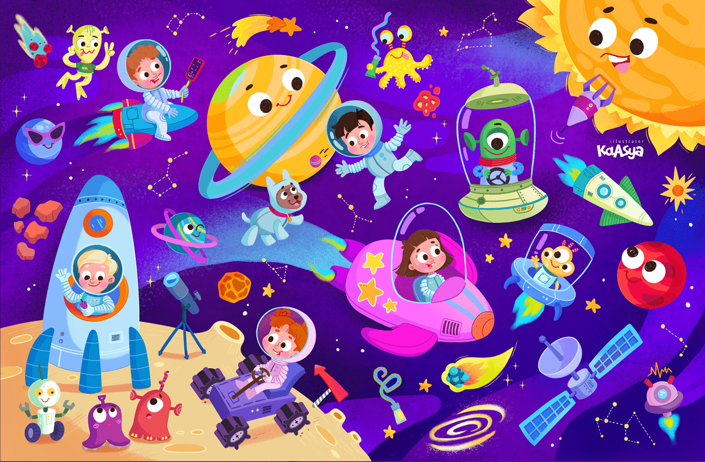 amusement park animals illustration Character design  children illustration kids illustration puzzle Space  Wimmelbuch виммельух пазлы