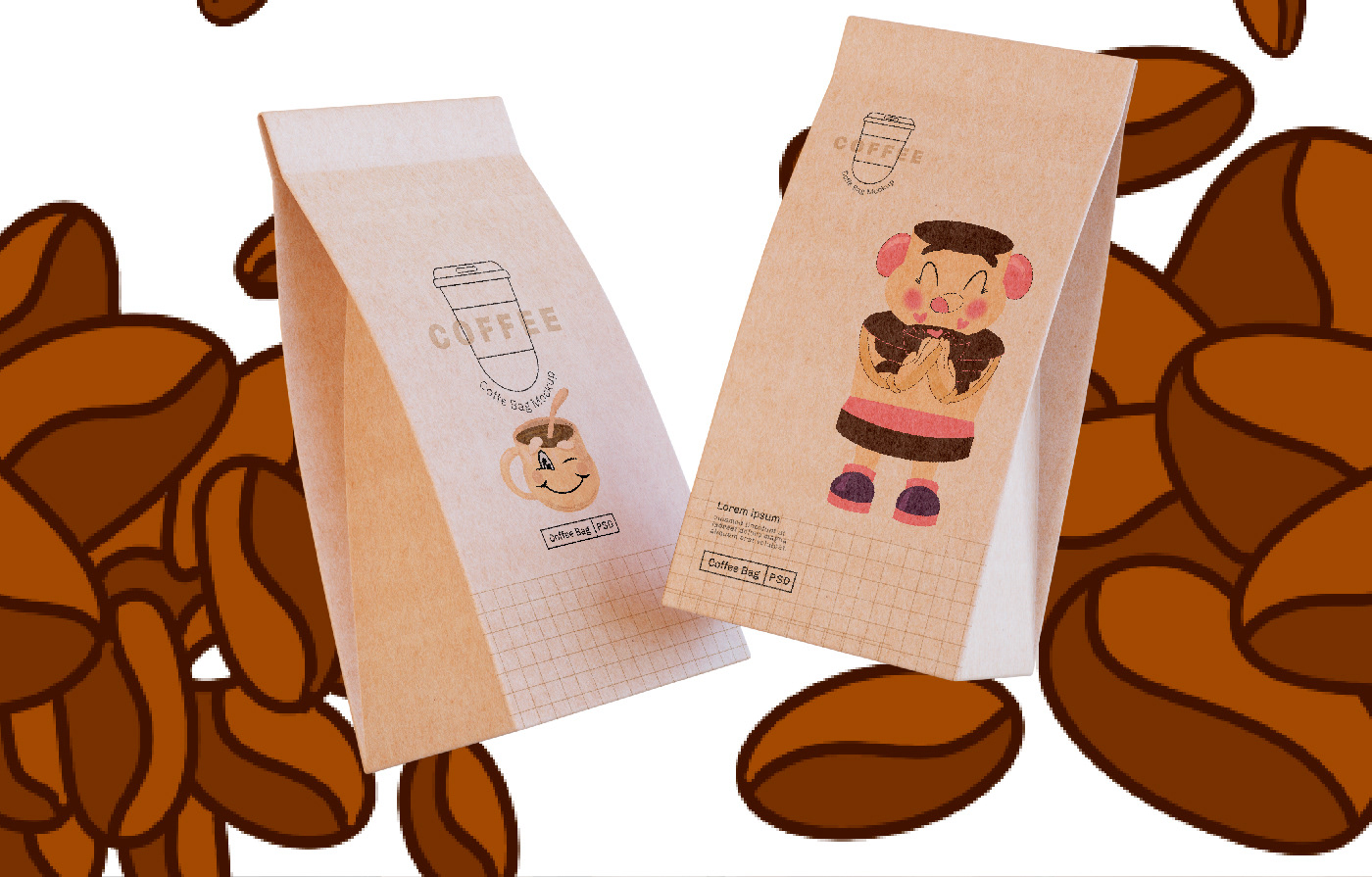 Packaging ILLUSTRATION  Coffee Character design  coffee shop Brand Design Adobe Photoshop food illustration designer Illustrator