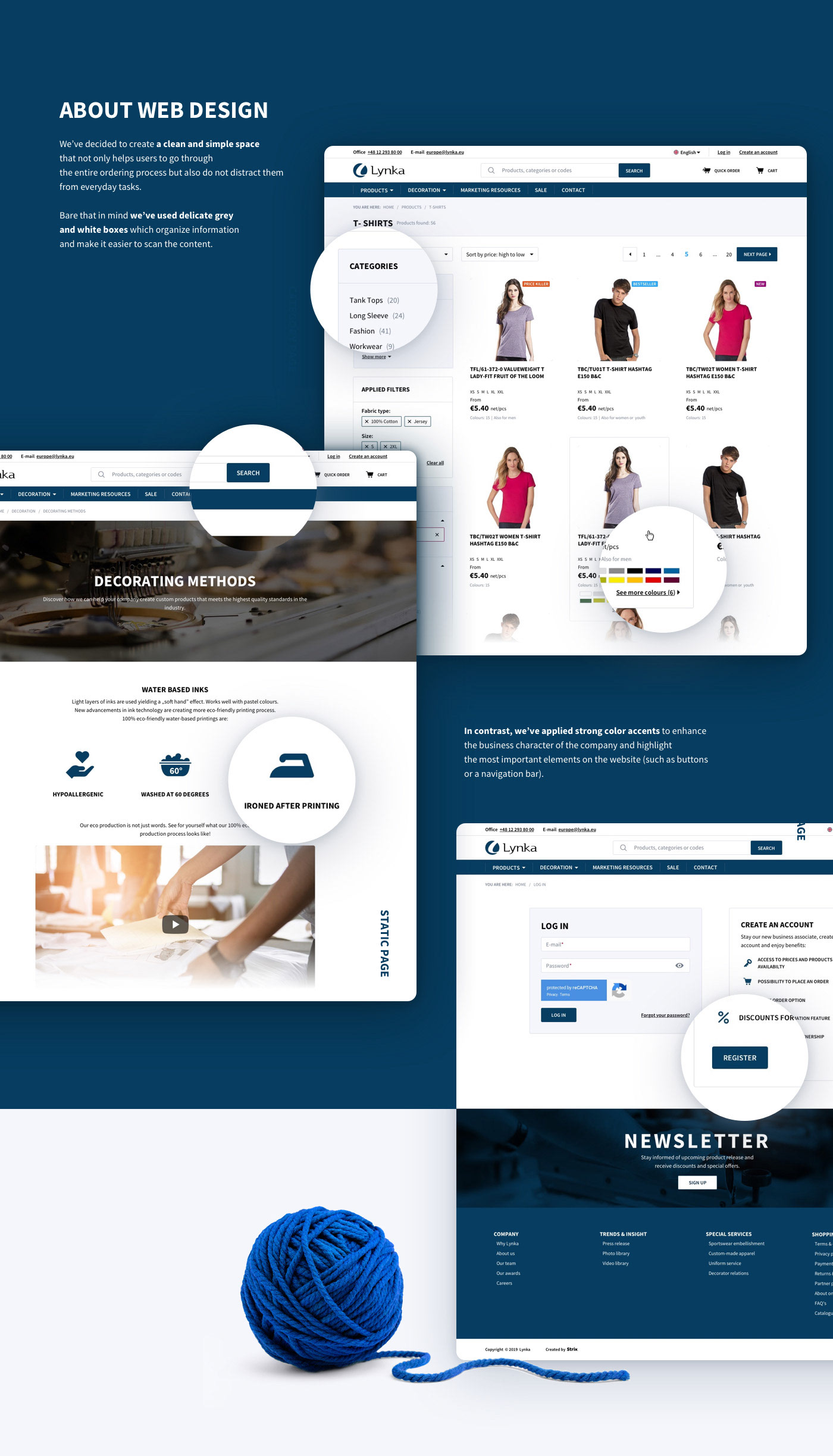 Lynka e-commerce UI ux design commerce apparel Website b2b magento