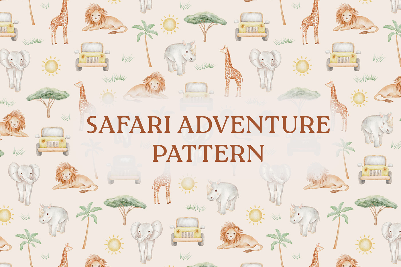 pattern baby pattern  baby print watercolor Watercolor pattern childre pattern safari pattern safari print watercolor animals