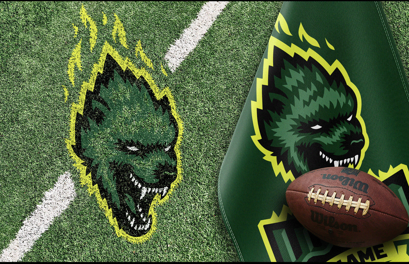 american football esports flame Logo Design Mascot Sports logo wild wildlife wolf
