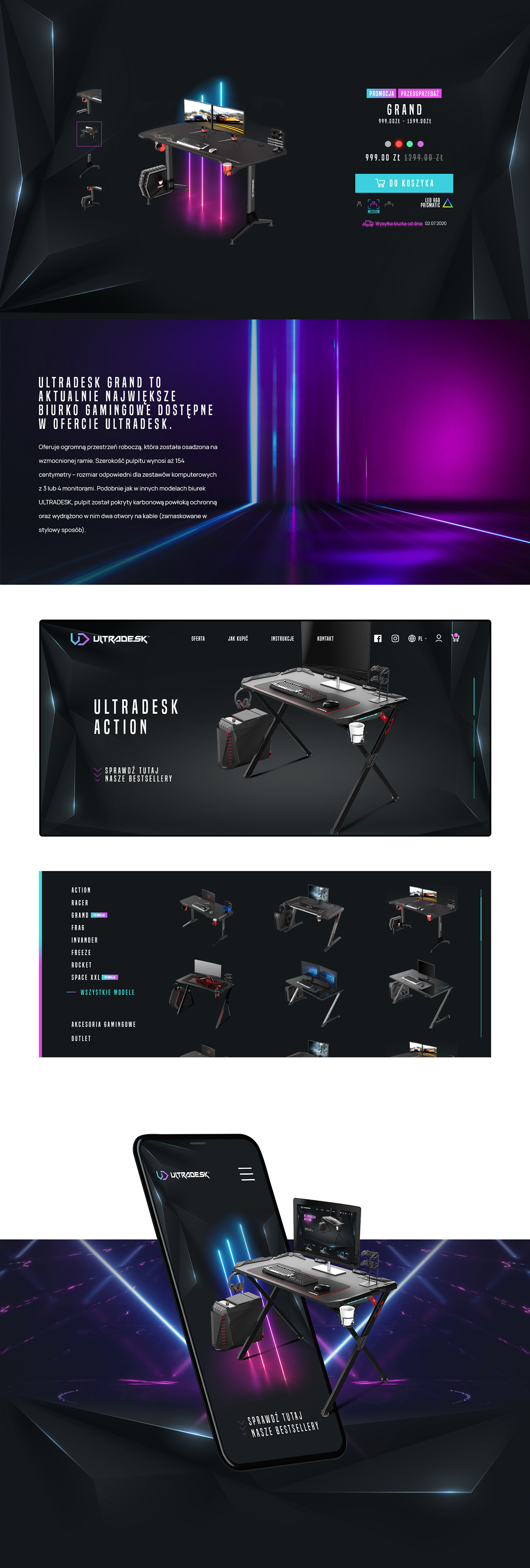 adobexd Gaming modern neon table UI Webdesign Website