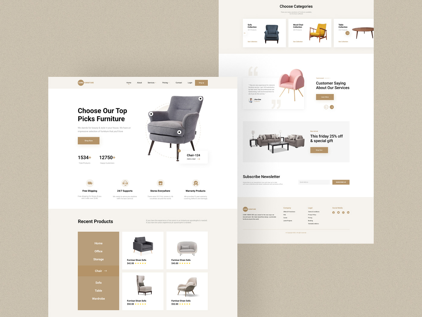 chair Classic Ecommerce furniture furniture design  home landing page shop uiux Web Design 