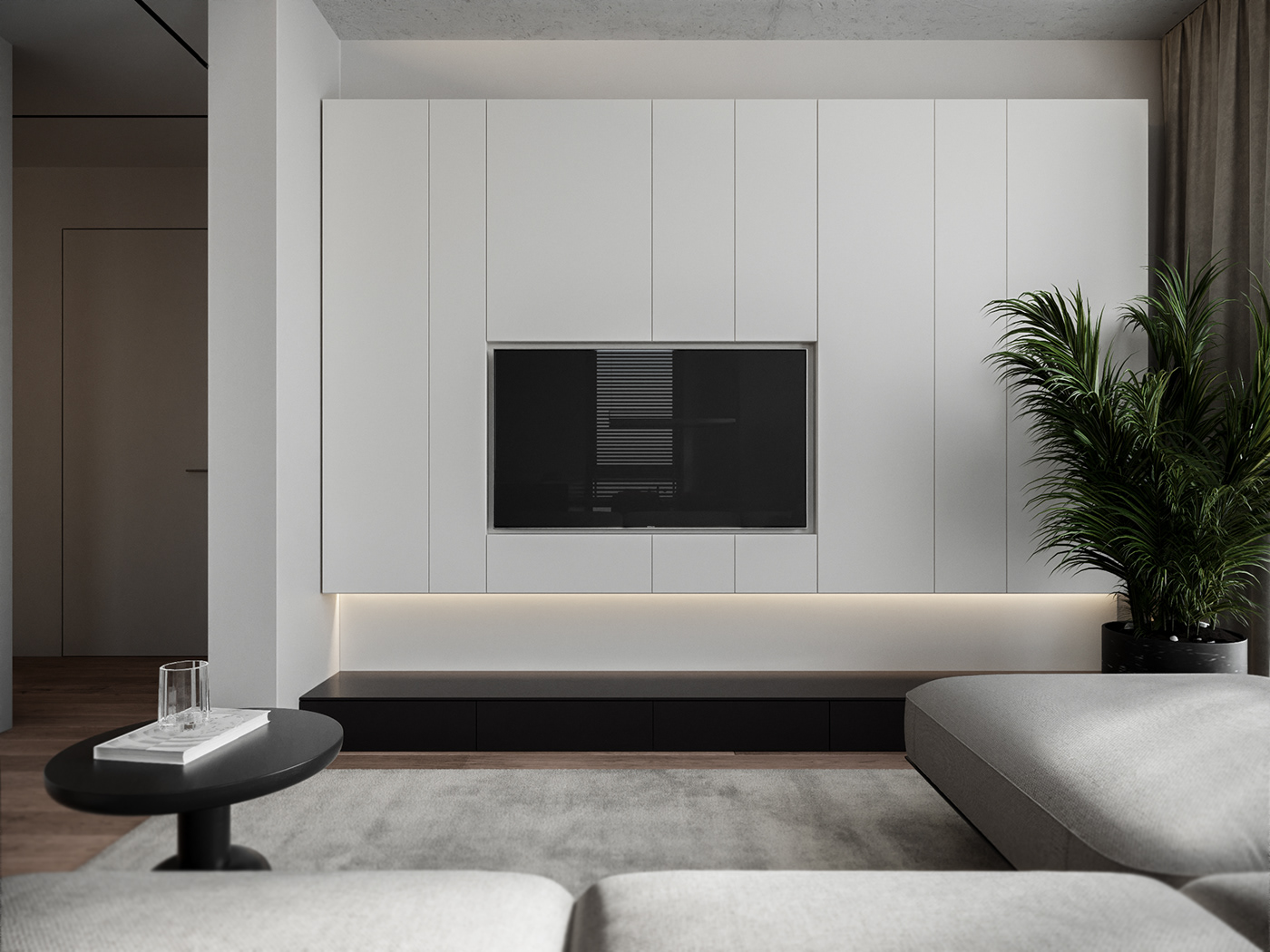 3D apartment bedroom design kitchen Kyiv livingroom Minimalism Render simple