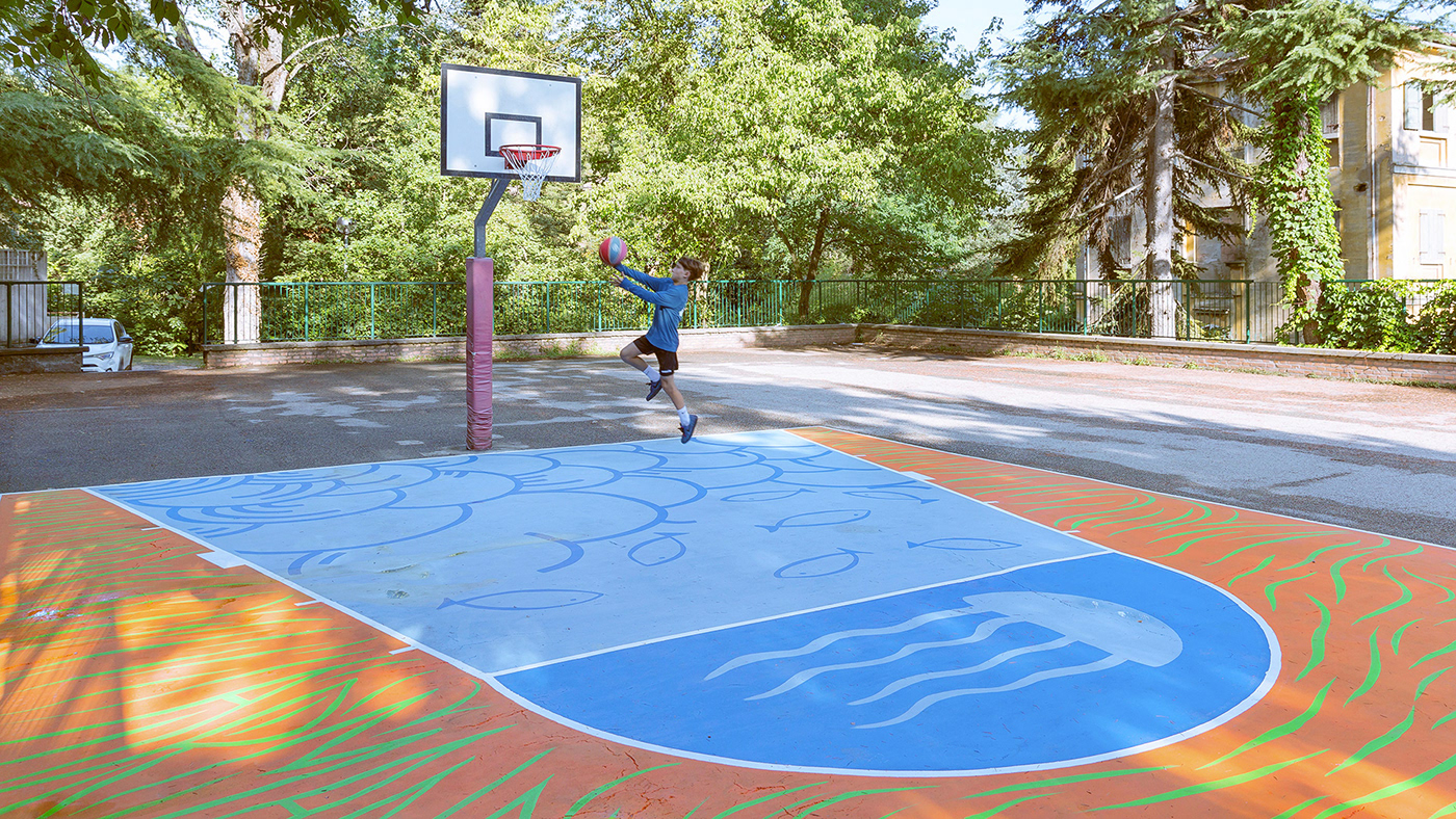 basket basketball bologna painting   Playground school Urban Workshop