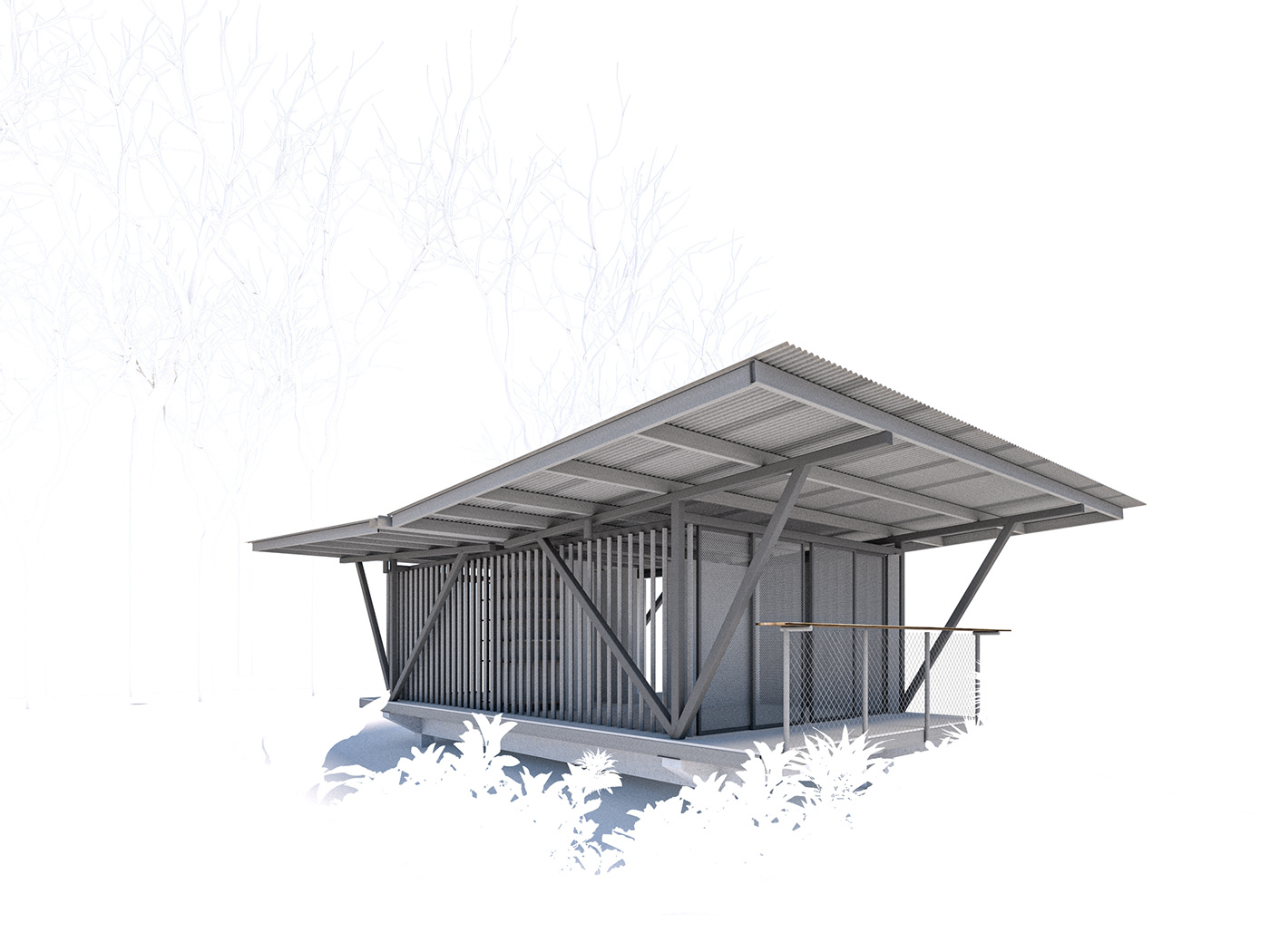 architecture cabins comission diving panama Render tropical architecture vray industrial