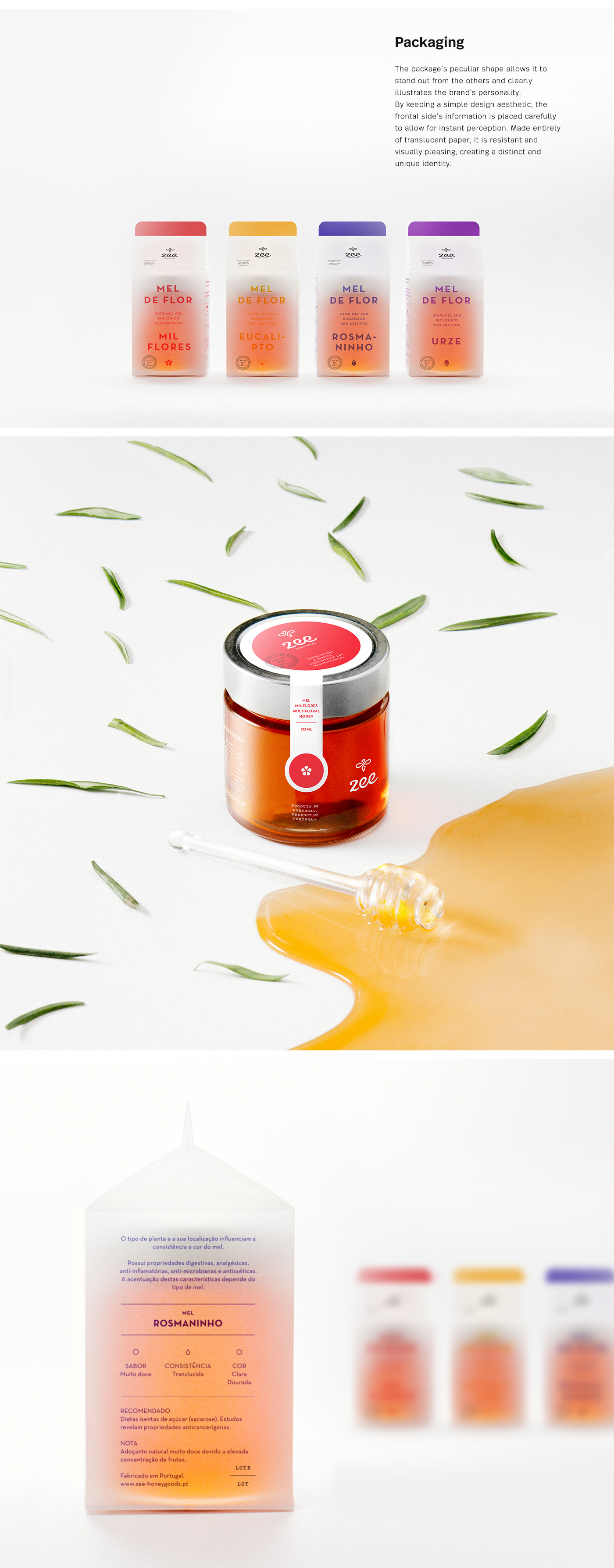 branding  identity logo naming Packaging translucent honey beekeeping Portugal Food 