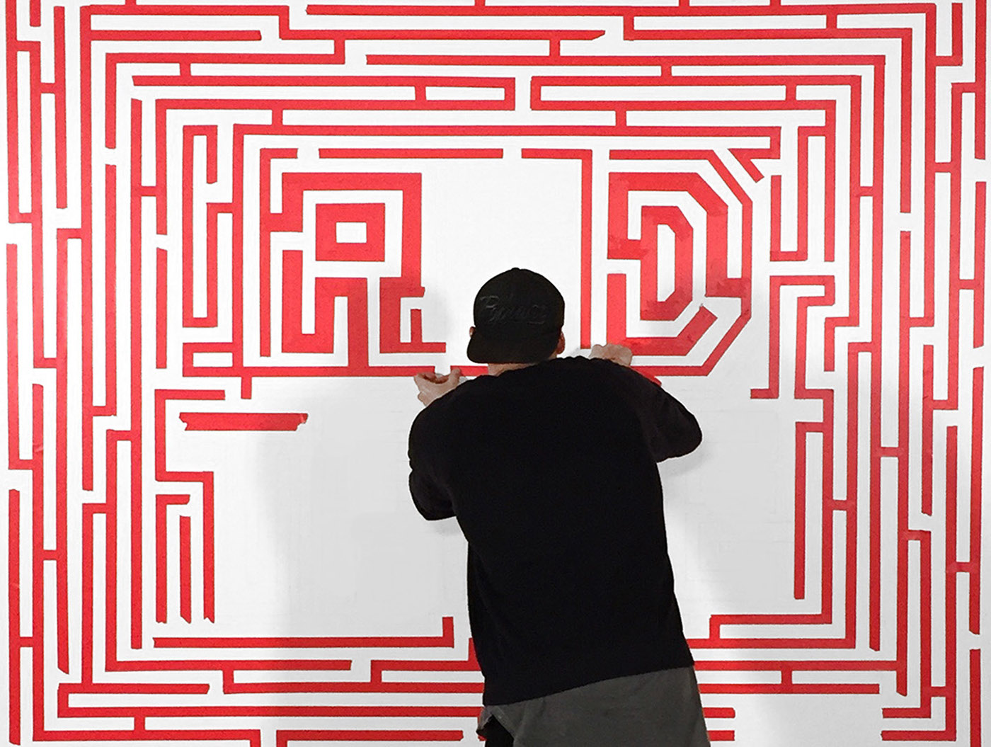 graphic design  Mural tape tape mural red tape