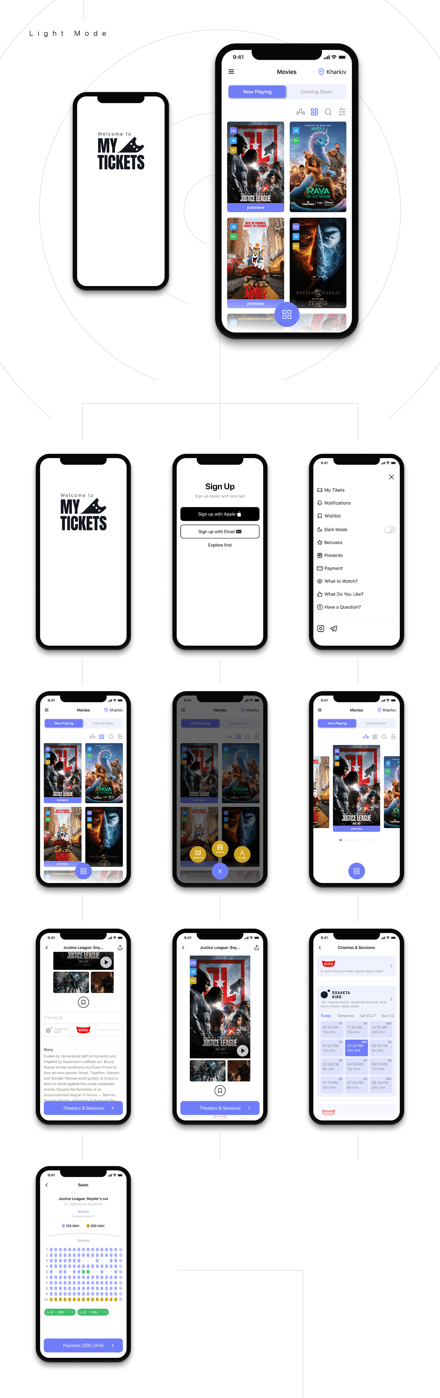mobile app design Movies product design  research Theaters tickets UI ux