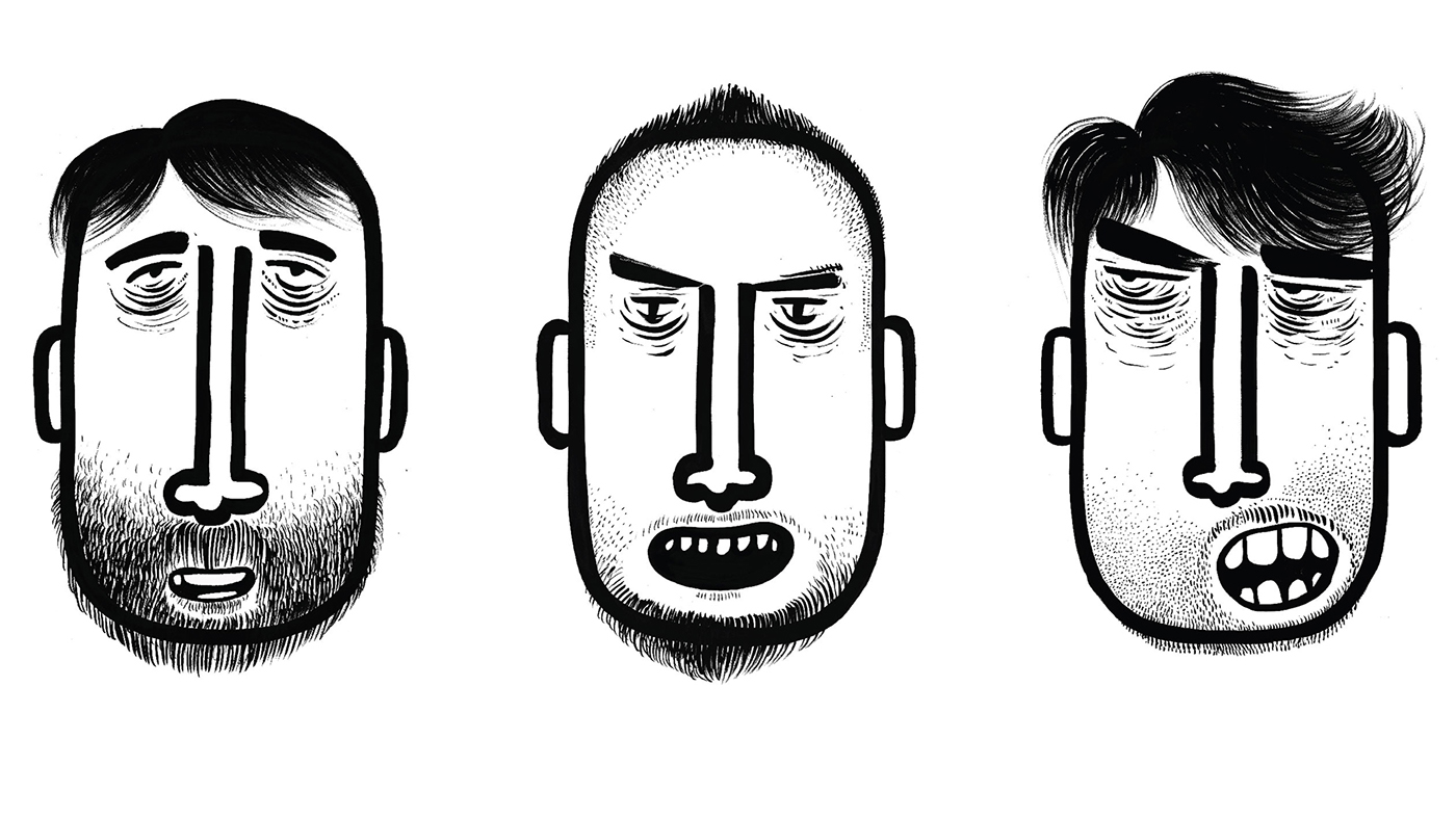 Movember faces ILLUSTRATION  brush ink portraits raw funny adobeawards