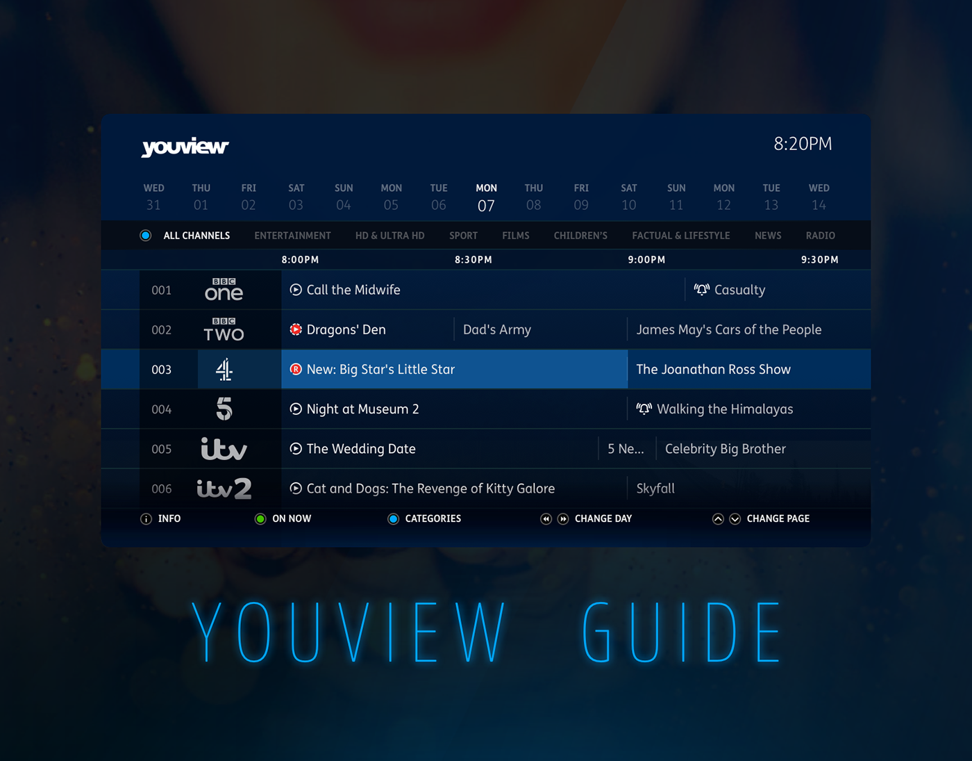 tv design Guide remote infrared Prototyping youview set top box tv guide