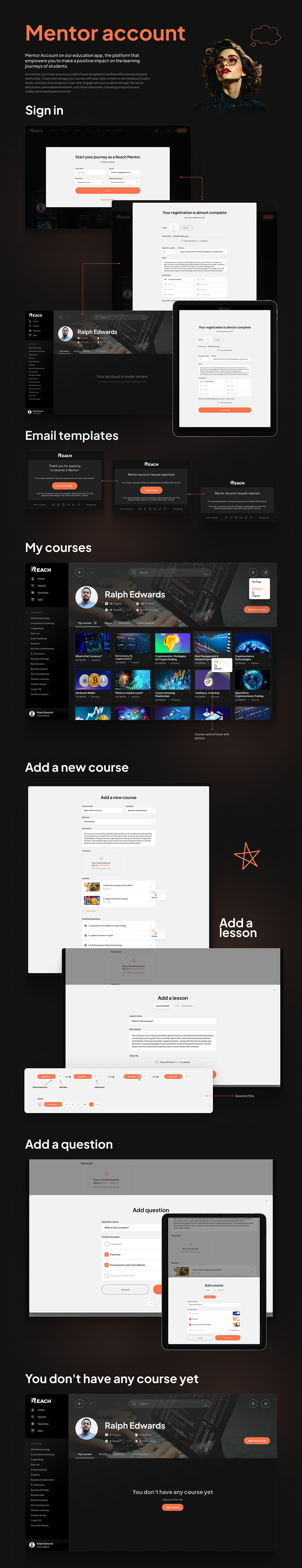 Reach courses learning web3 blockchain dashboard UI/UX user interface Website design