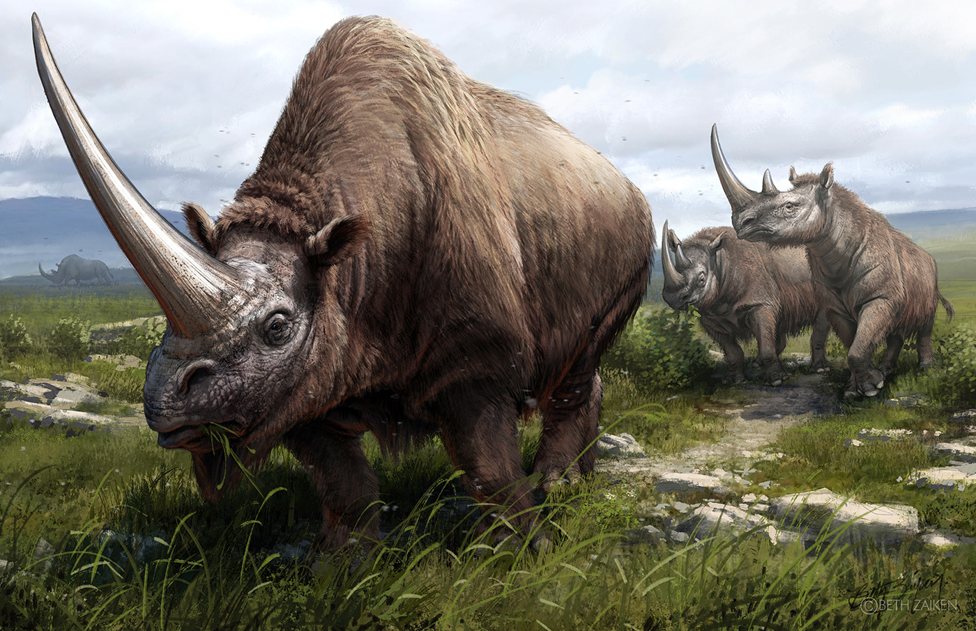 Dinosaur extinct ice age mammoth paleoart prehistoric Rhino Rhinoceros unicorn woolly
