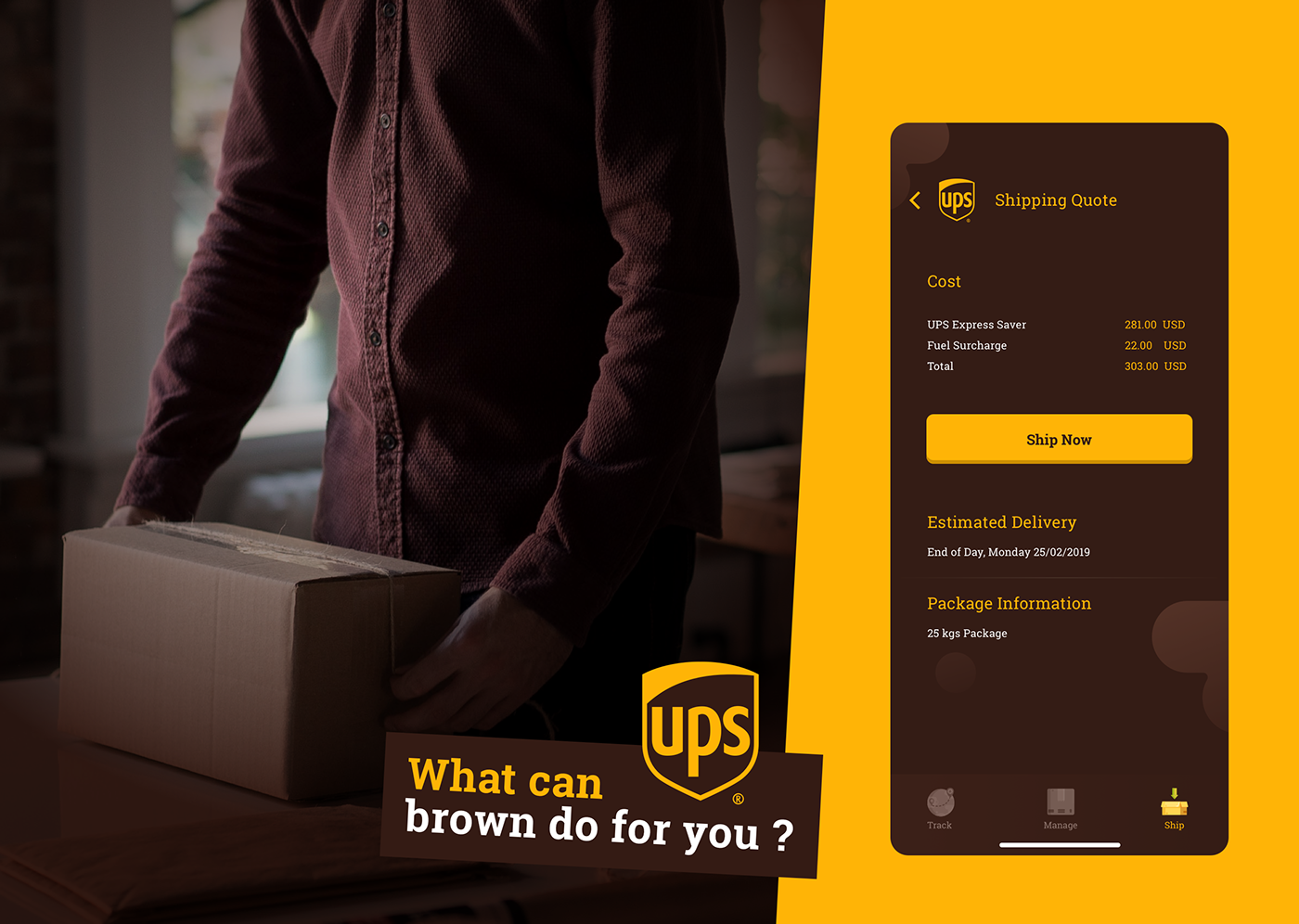UPS shipping ship UI ux shipment moeslah app