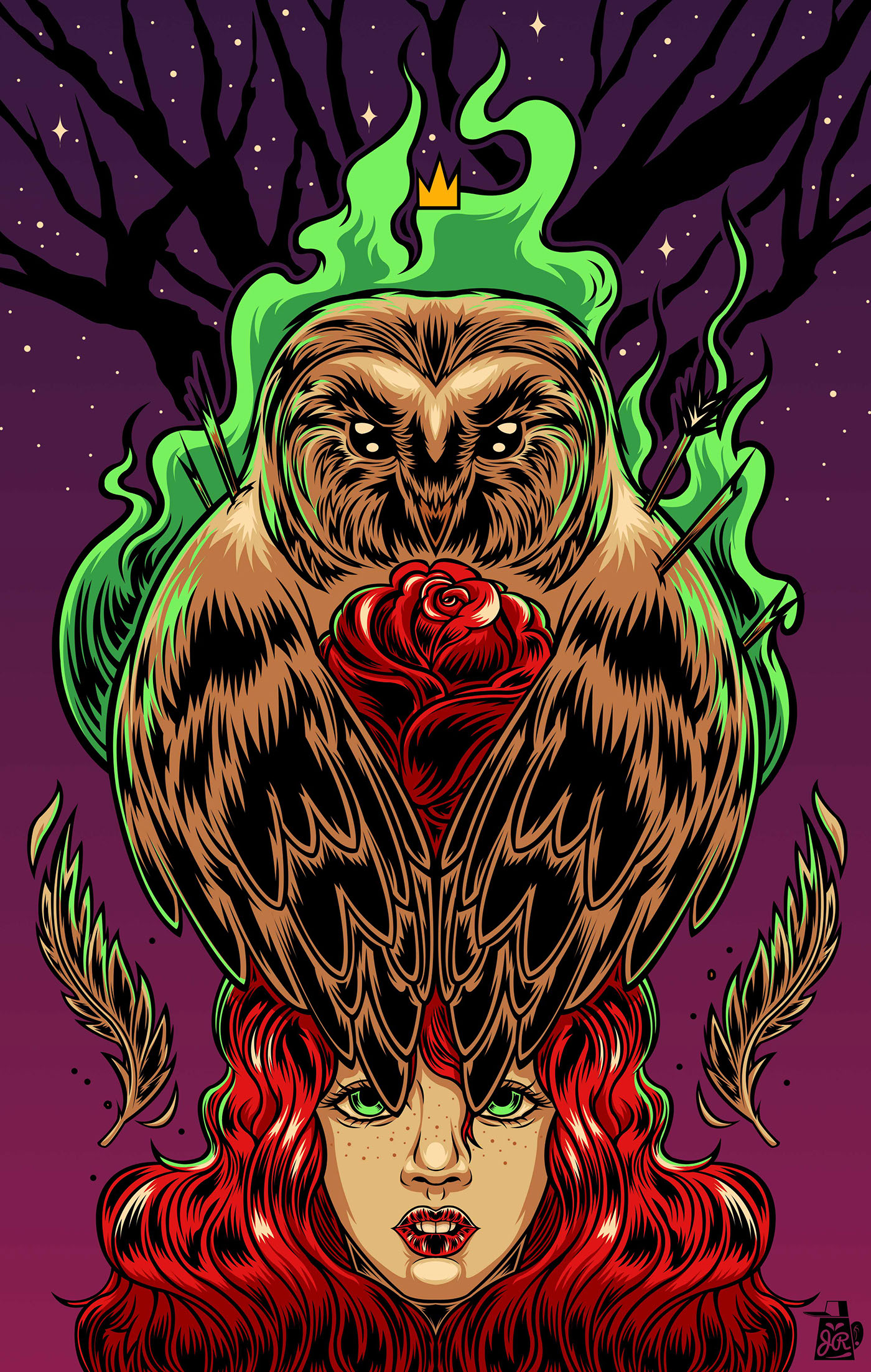 joejr redhead pelirroja proteccion protective woman animal owl lechuza mexico mazatlan skate print