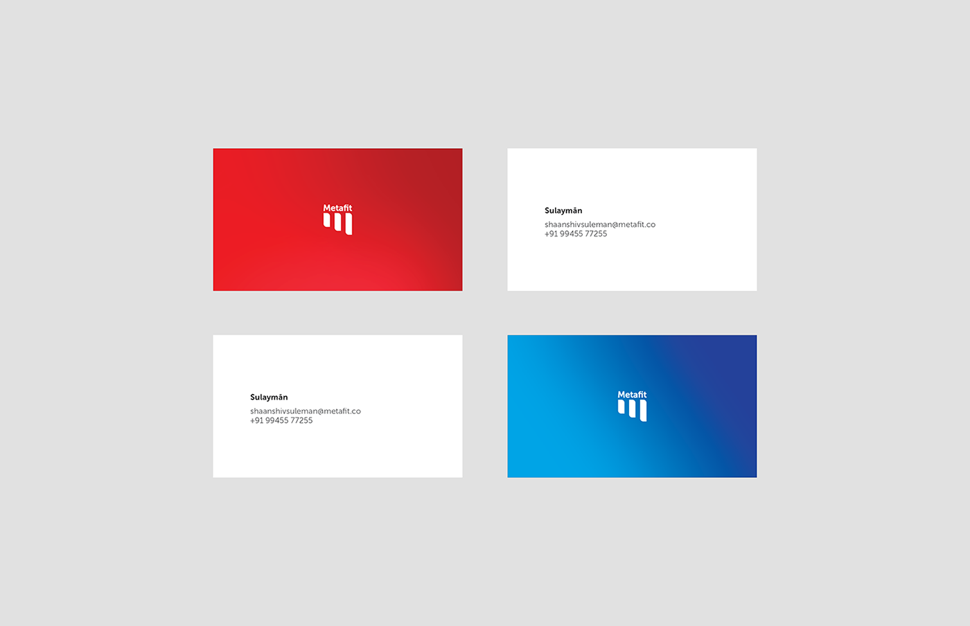 Metafit fitness logo design identity Business Cards minimal letterhead