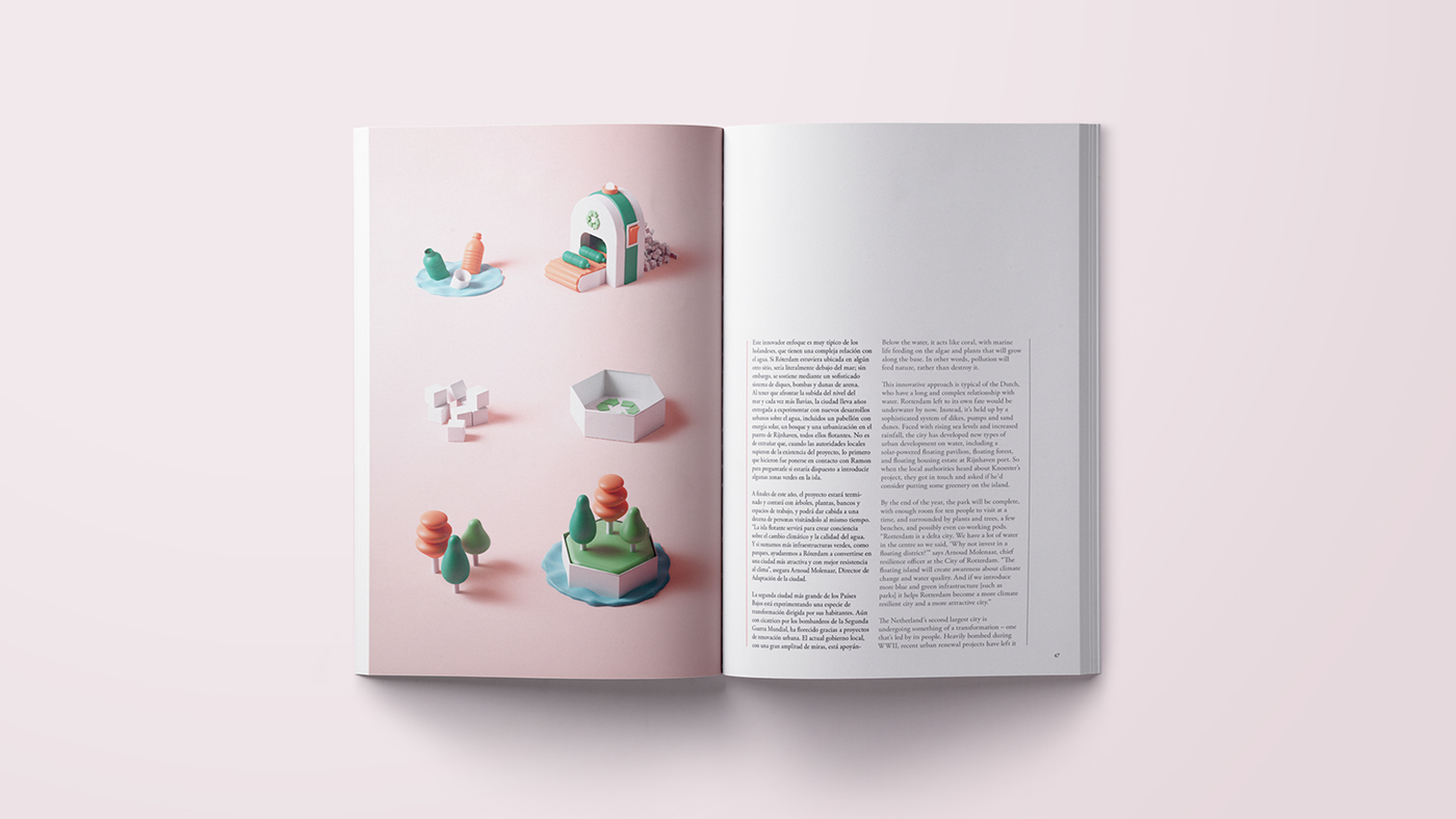 c4d editorial ILLUSTRATION  digital pink Park RECYCLED Rotterdam magazine