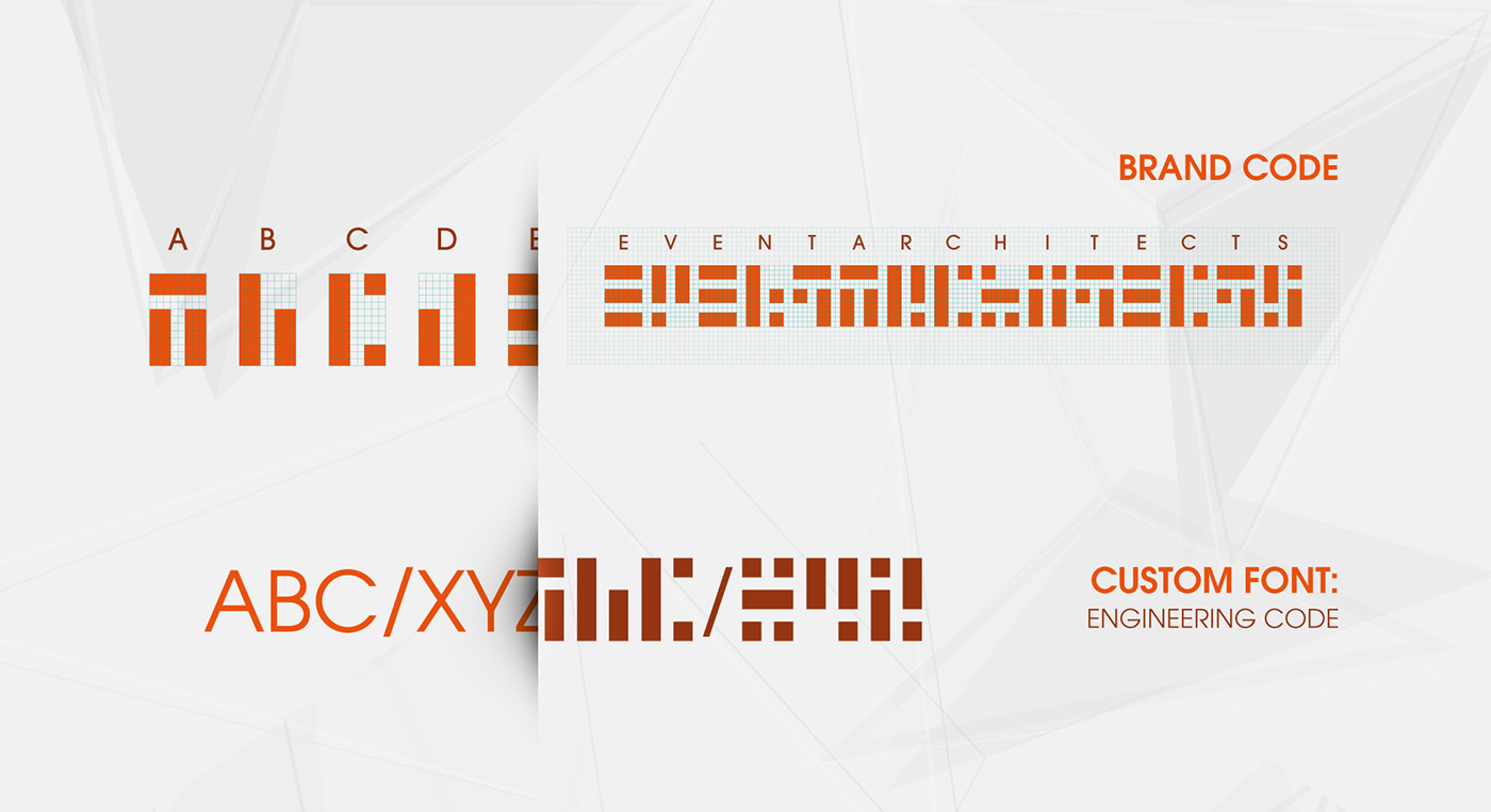 code logo design Event architect typography   branding  Stationery SuperGraphics block