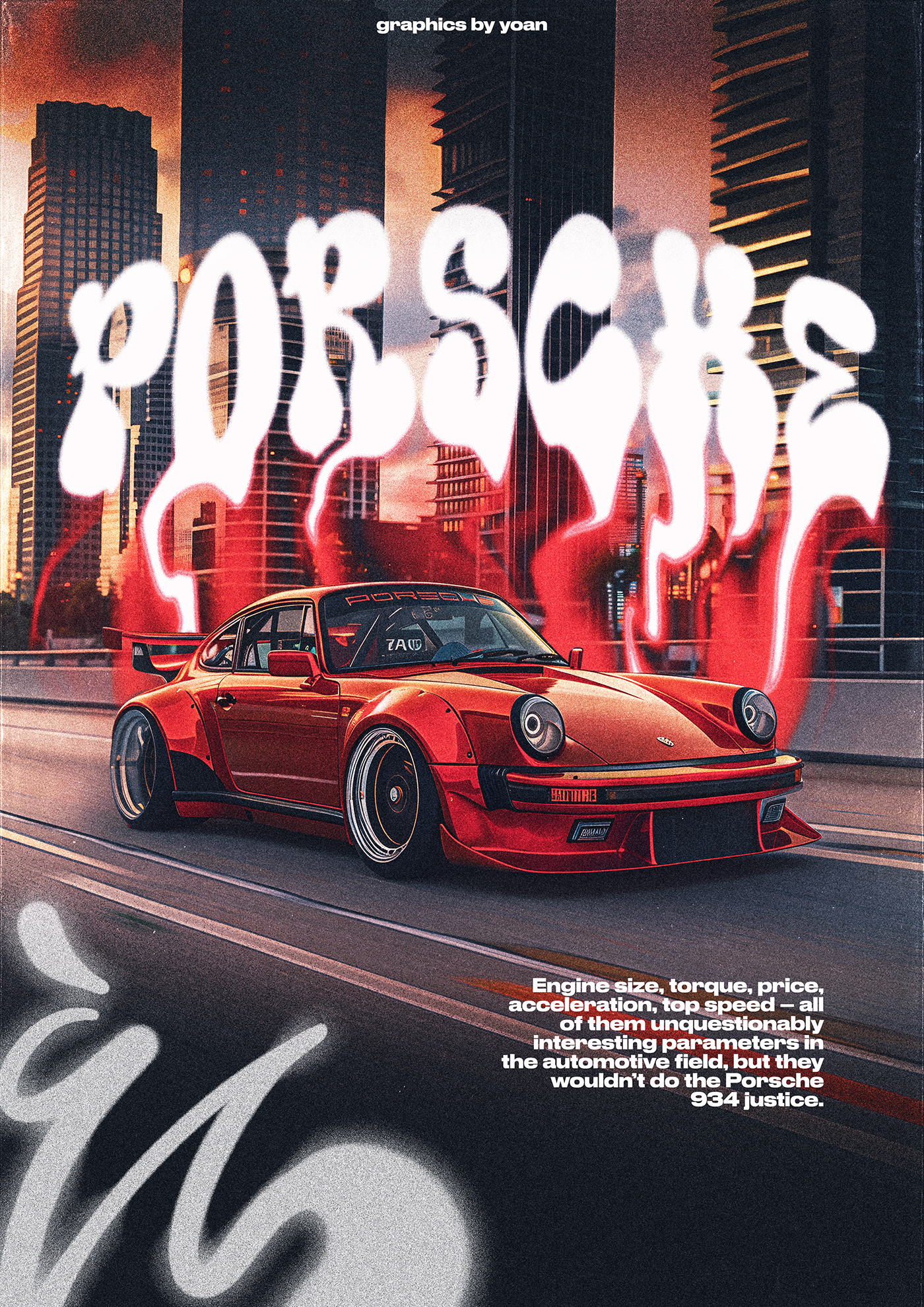 car poster Poster Design graphic design  Porsche RWB porsche934