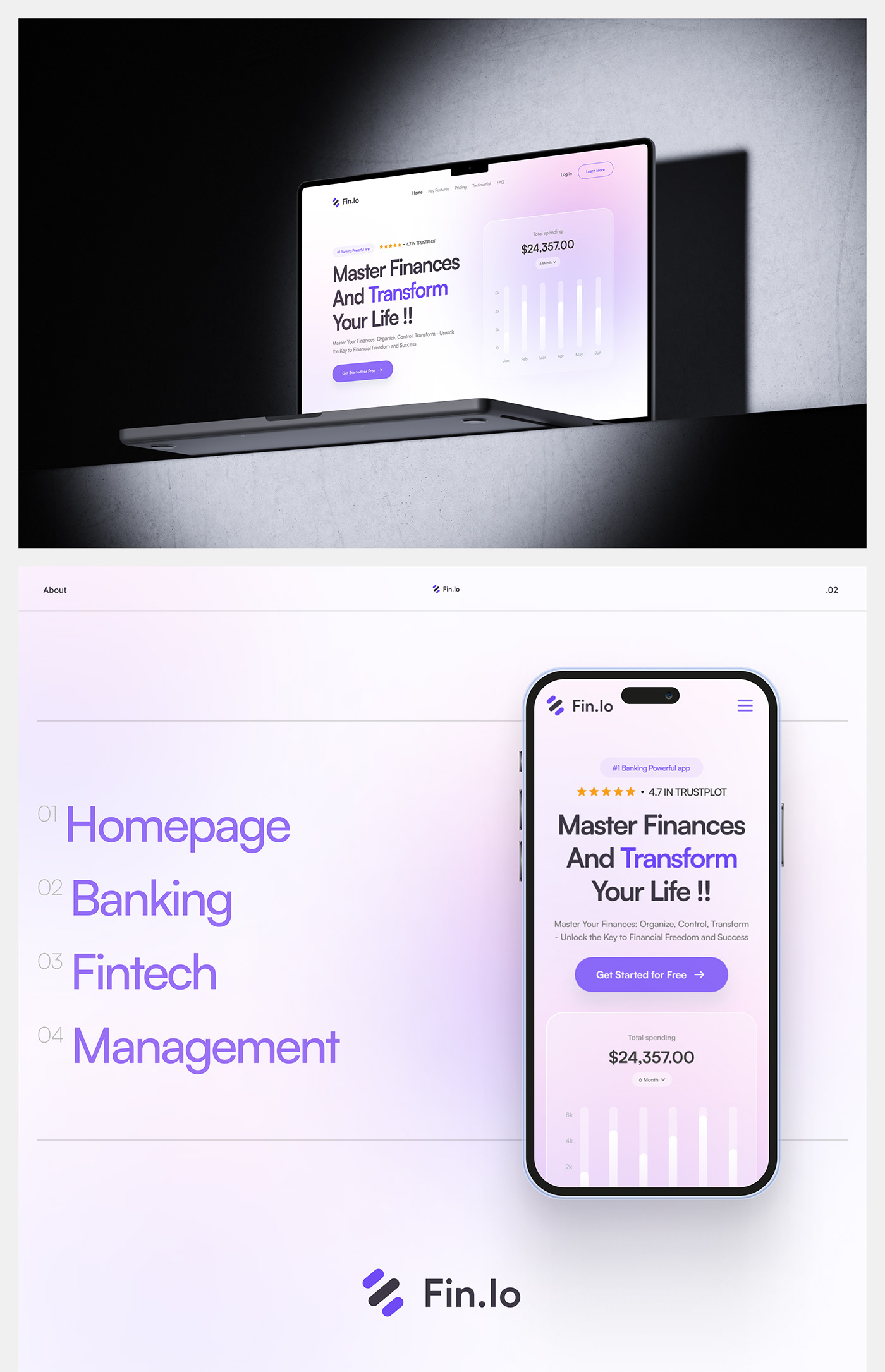 Fintech Website finance banking design