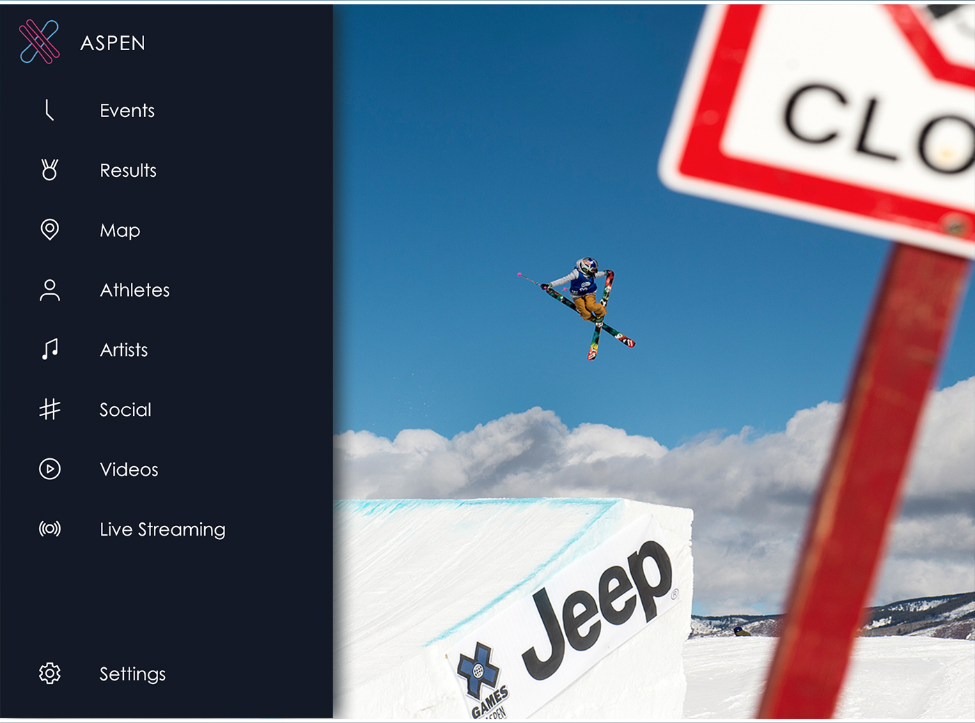 X GAMES sports Snowboarding skiing app design graphics