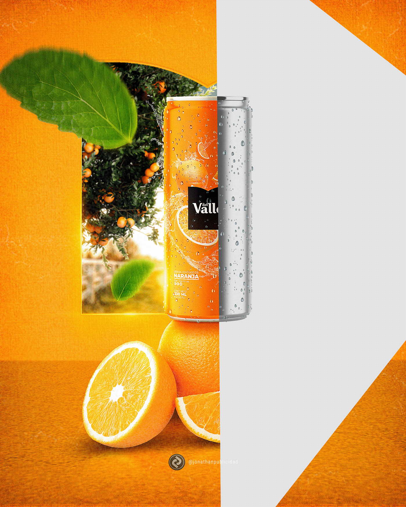 Diseño publicidad Jugo del Valle Bebida con Sabor a Naranja
