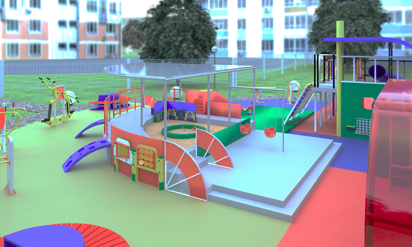 3ds max architecture Playground visualization архитектура благоустройство визуализация детская площадка Дизайн среды проектирование