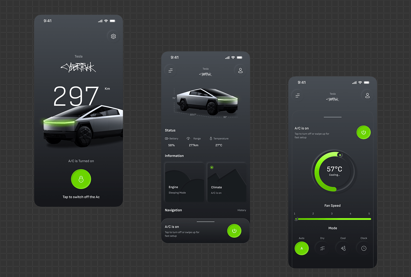 ui design tesla cybertruck Electric Car automobile ux app app design Vehicle neomorphism